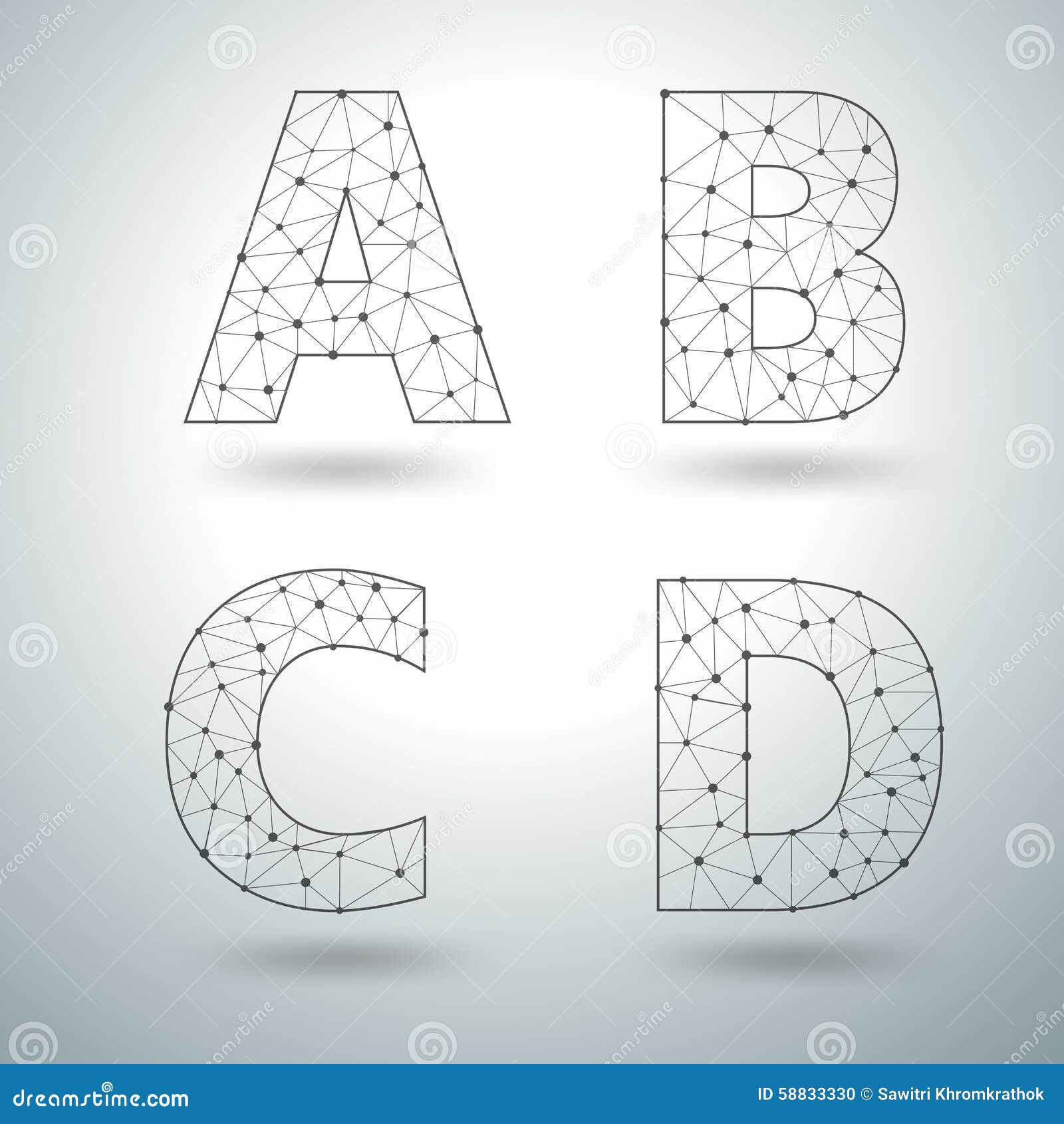 Vector Mesh Stylish Alphabet Letters a B C D Stock Vector ...