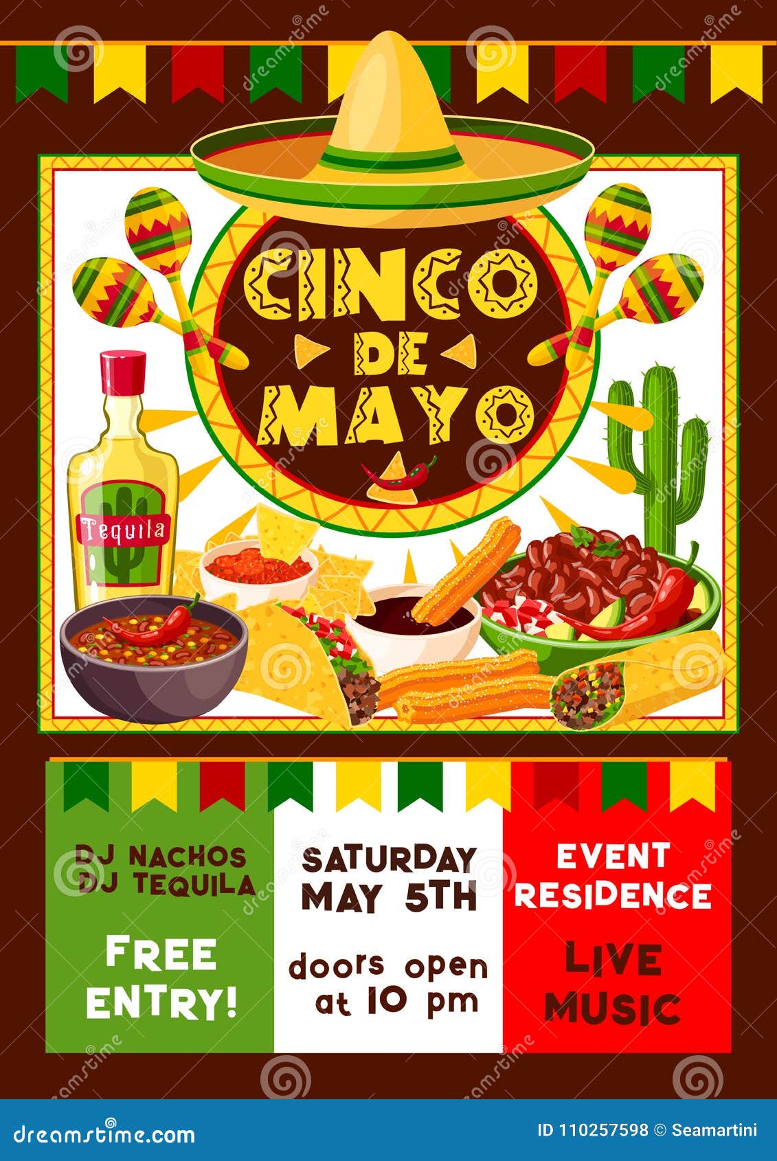 Vector Mexican Cinco De Mayo Party Invitation Stock Vector
