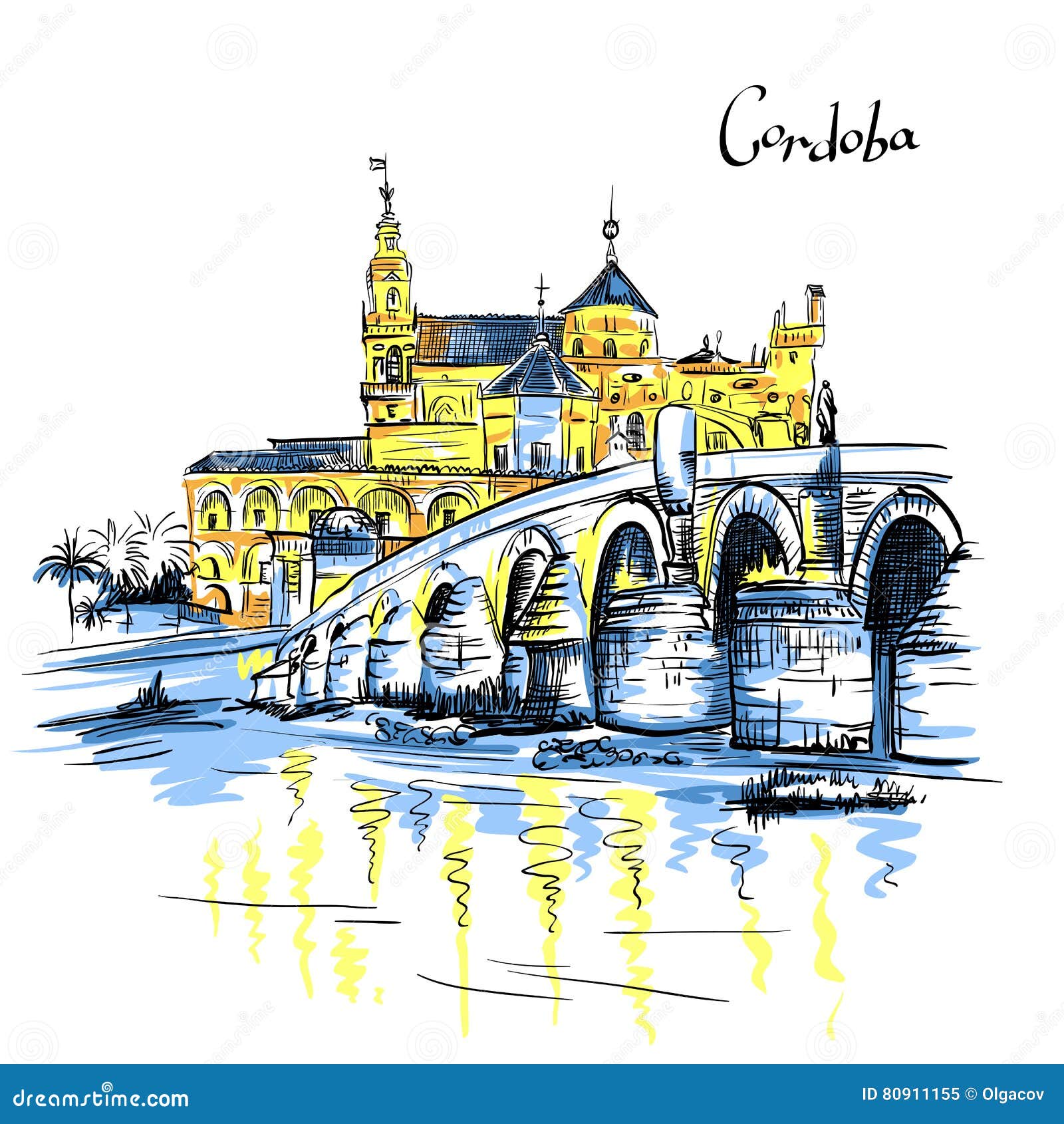  mezquita and roman bridge in cordoba, spain