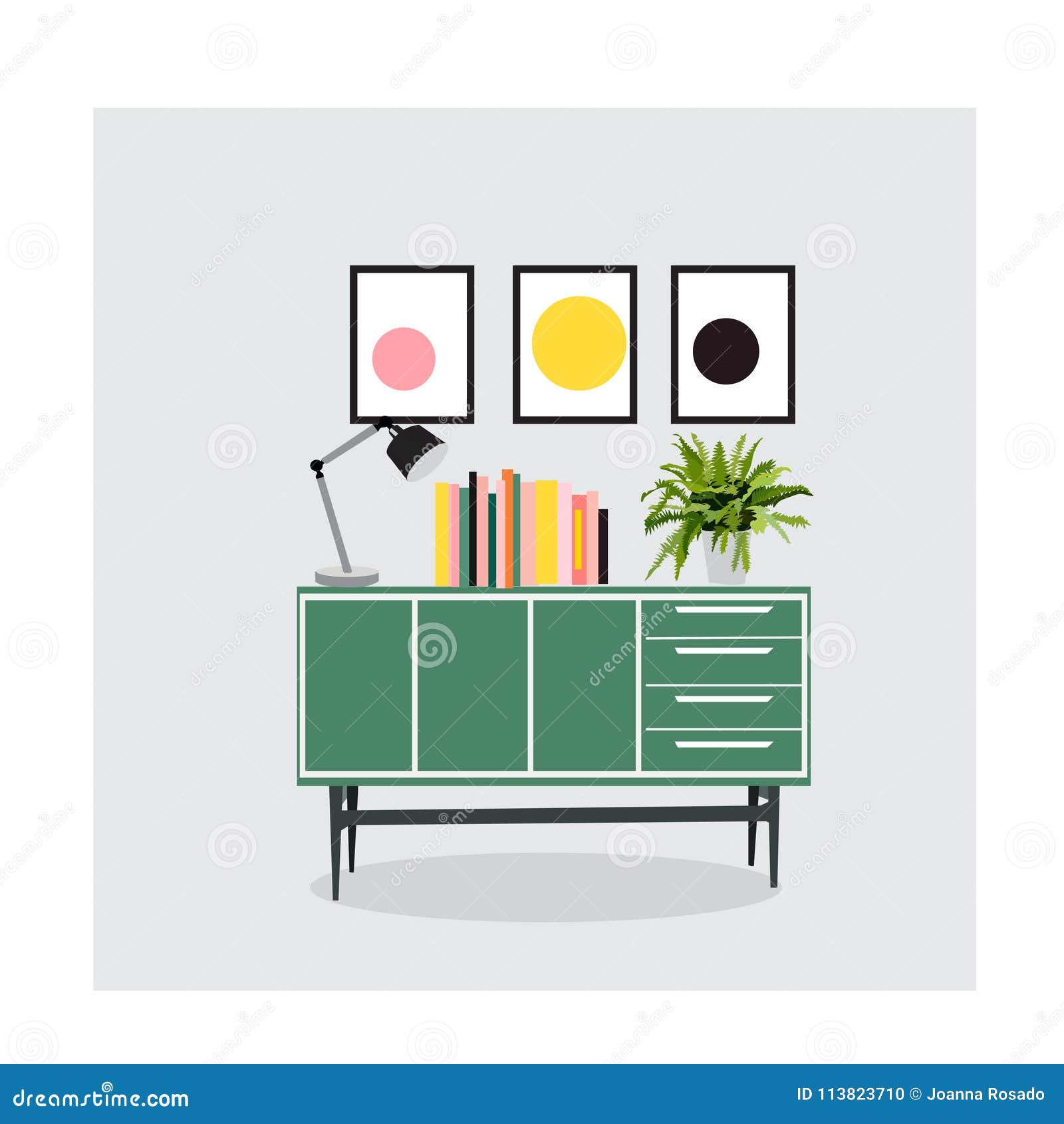 Mid Century Modern Furniture Set Collection Vector