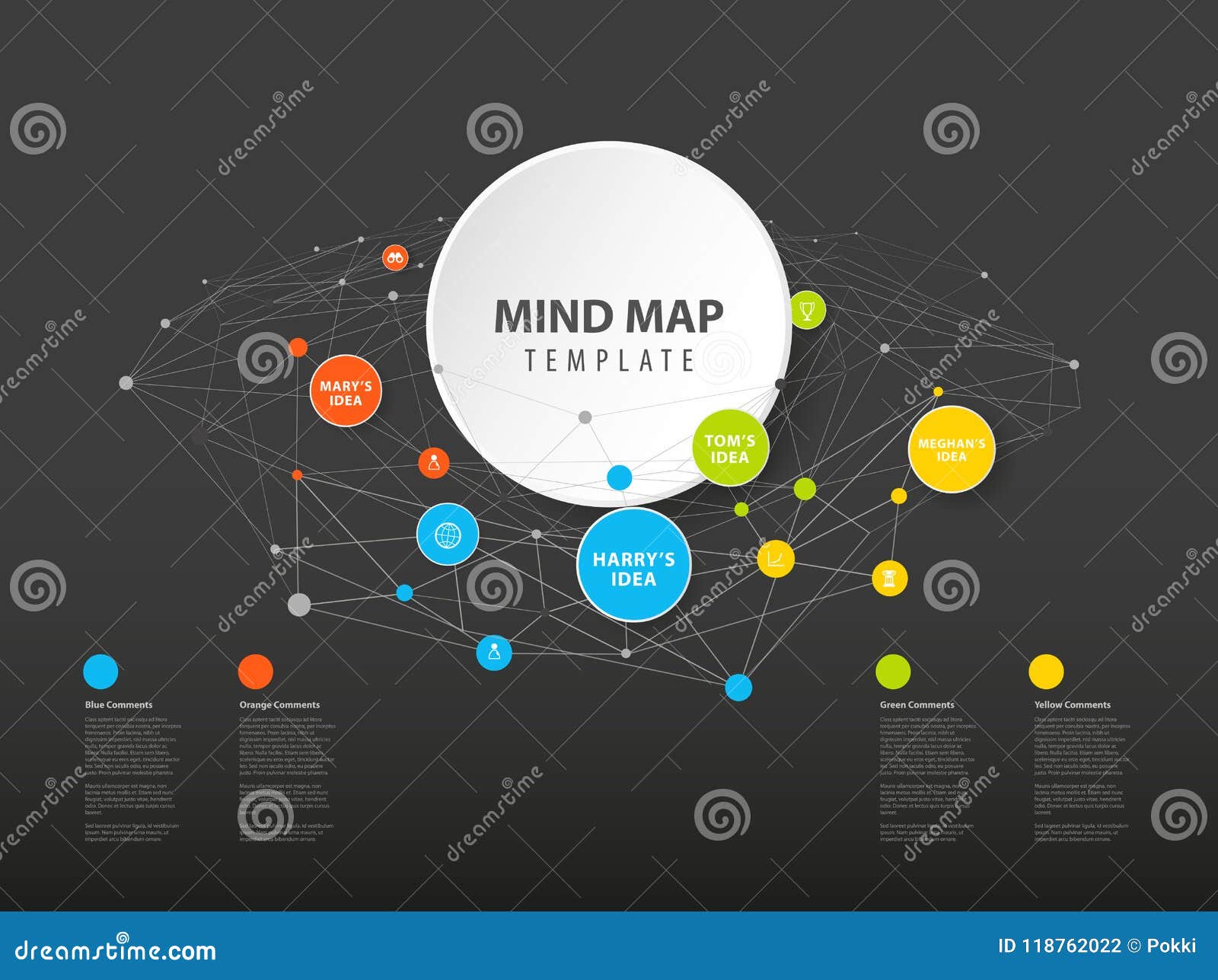 Vector Mind Map Template With Colorful Circles Stock Vector Illustration Of Figure Colored 118762022