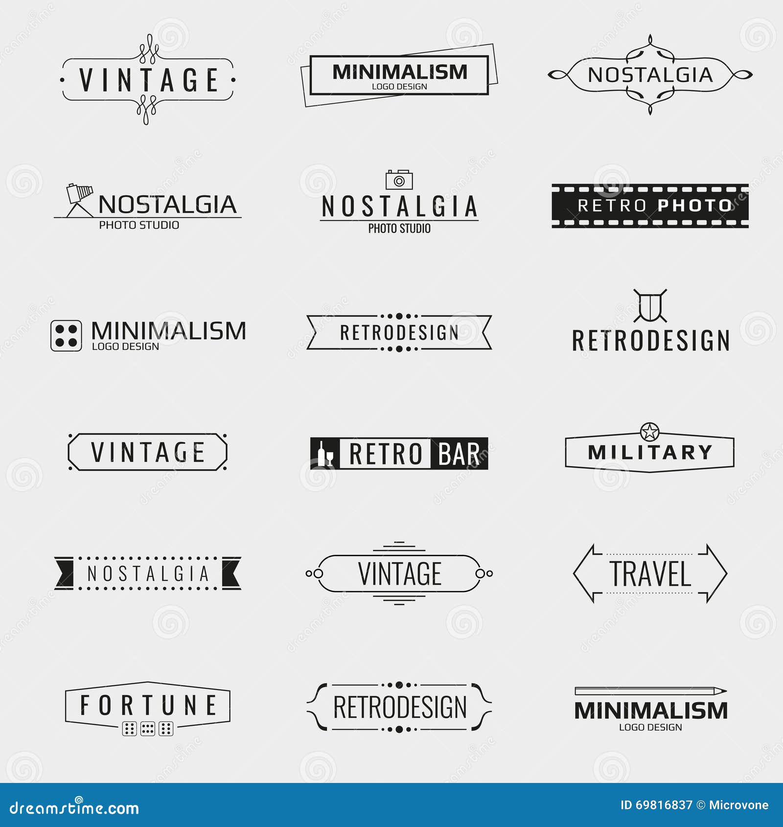 Vector Minimal Vintage Logo Templates Stock Vector - Illustration of ...