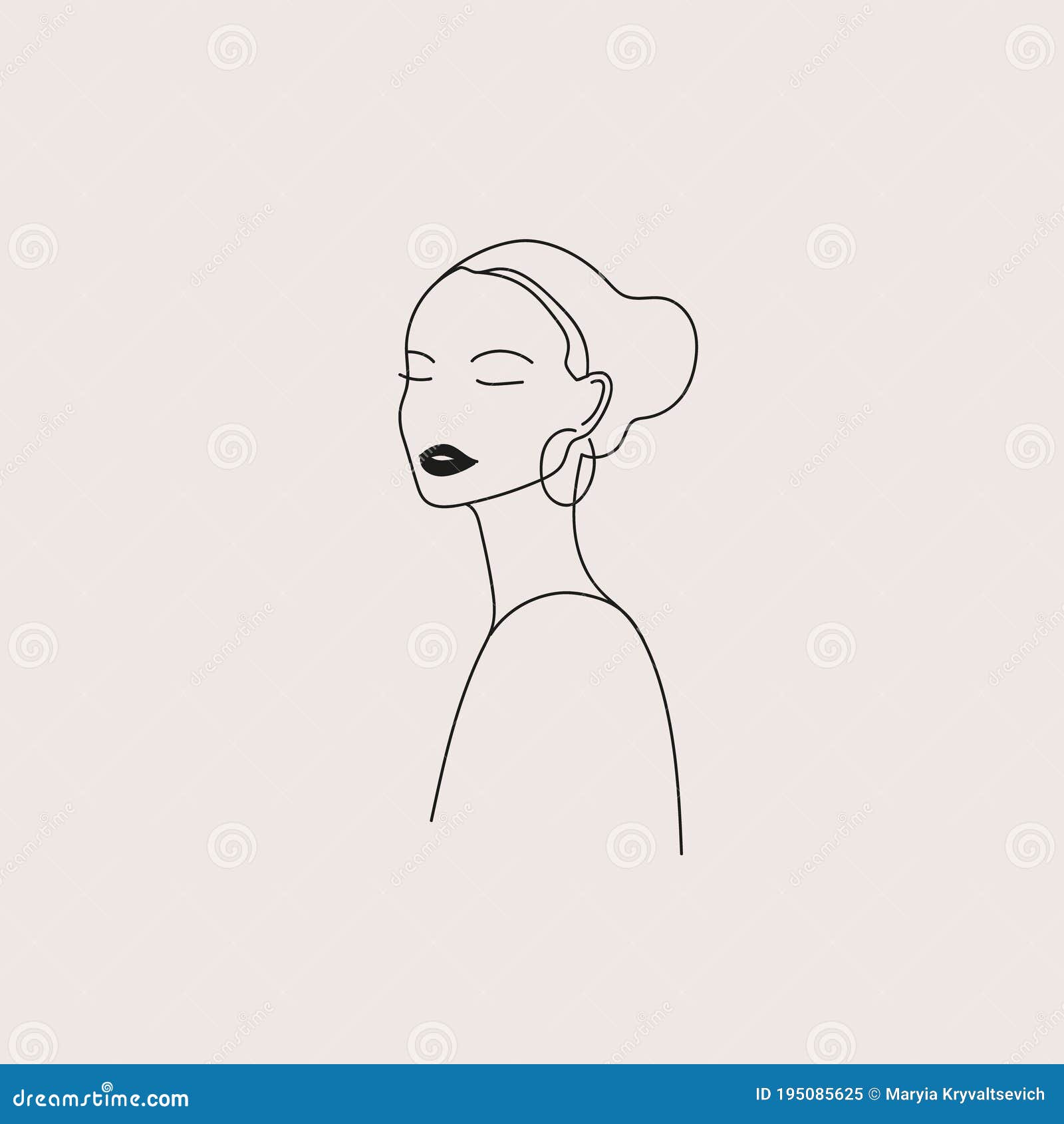 Modern Drawing Wall Art,Woman Face with Red Lips,Printable Female