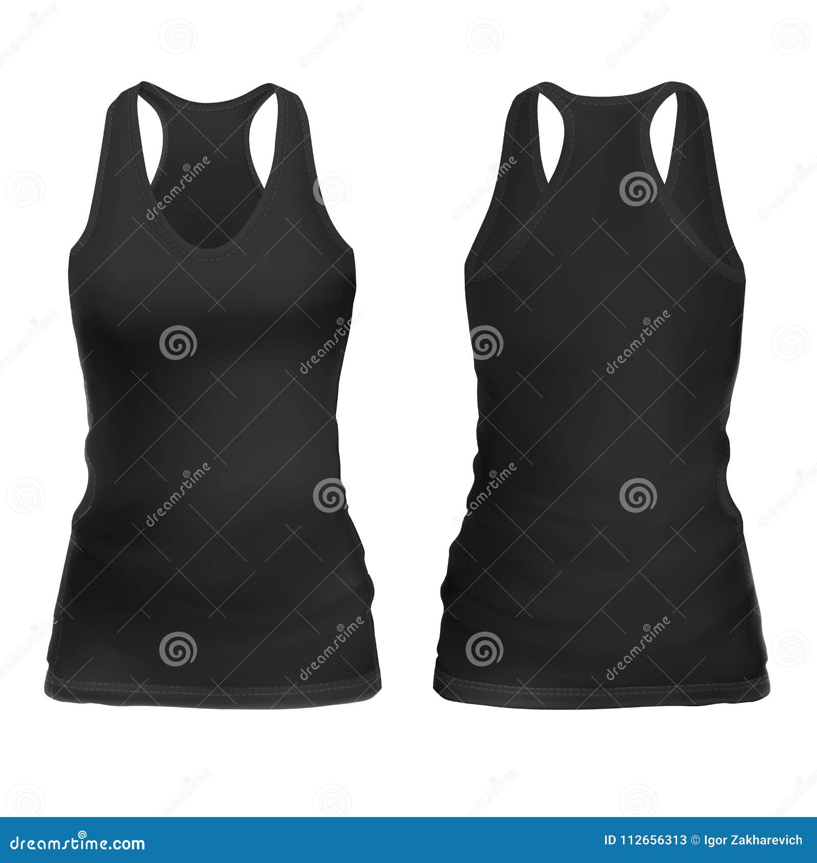 Download Vector Mock-up Black. Women`s Sleeveless Shirt Front And ...
