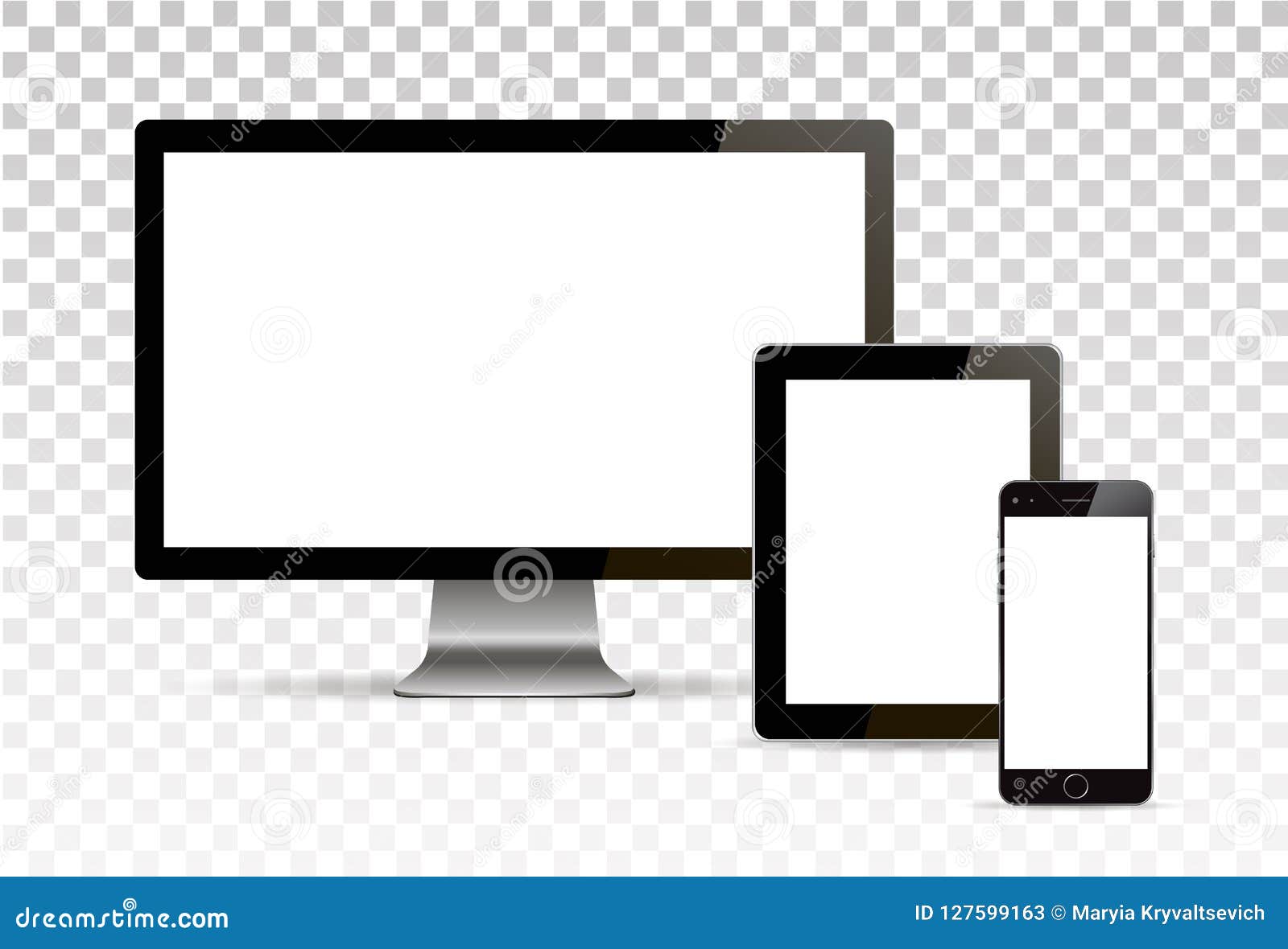 Download Vector Mock Up Set Of Blank Screens Computer Tablet Phone On Transparent Background Stock Vector Illustration Of Background Device 127599163