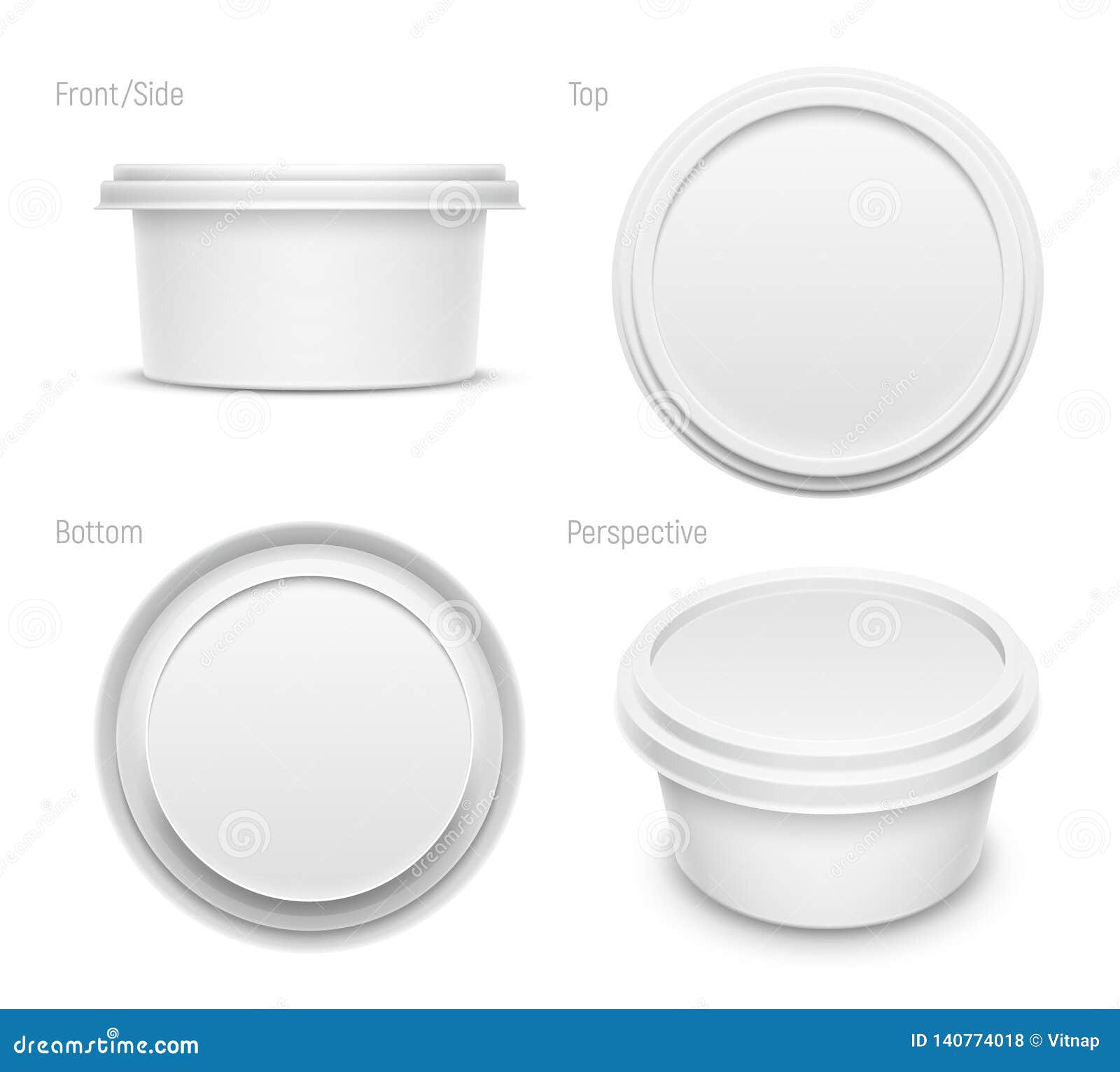Download Vector Mockup Illustration Of Round Container Isolated On ...
