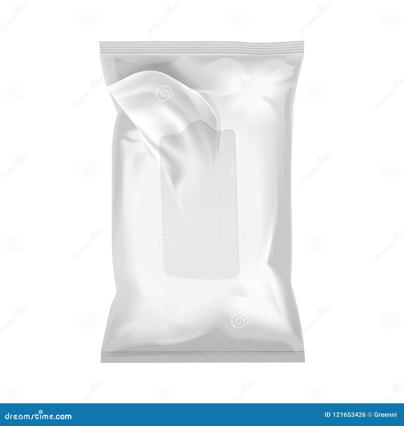 Download Vector Mockup Of Wet Wipe Flow Pack With Realistic Transparent Shadows Stock Vector Illustration Of Clear Hygiene 121653426