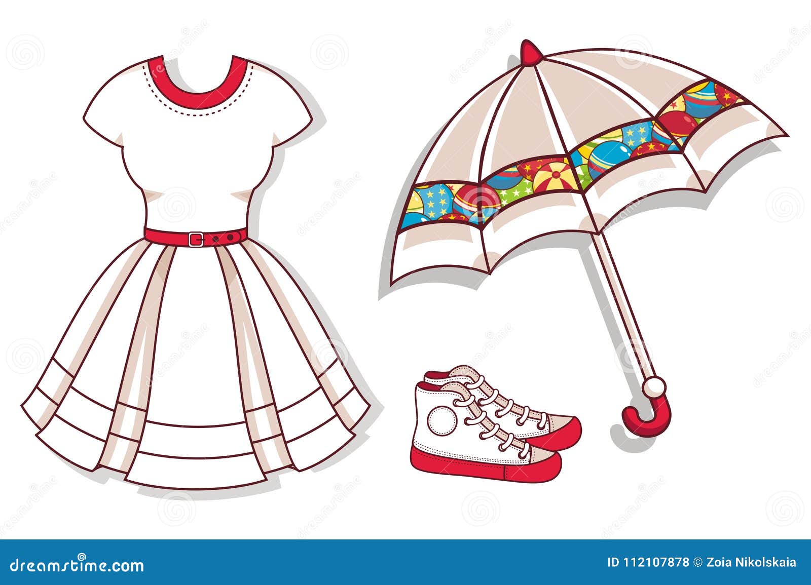 Download Vector Mockup. White Dress, Sneakers, Umbrella. Stock ...