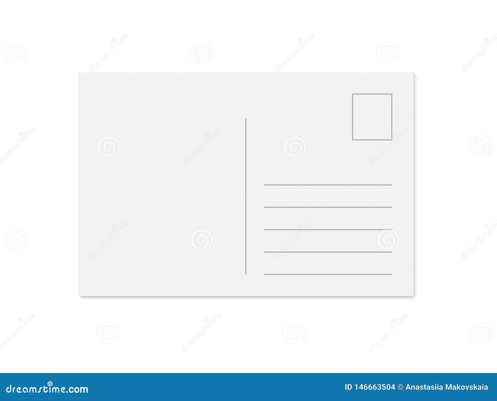 Vector Modern Blank Postcard Template with Place for Stamp Inside Postcard Address Template