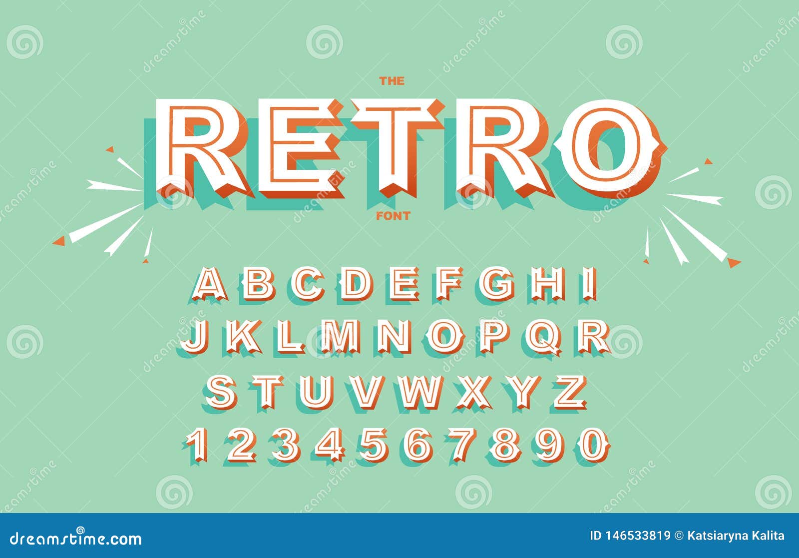 Vector Of Modern Bold Font And Vintage Alphabet Vector 80 S 90 S