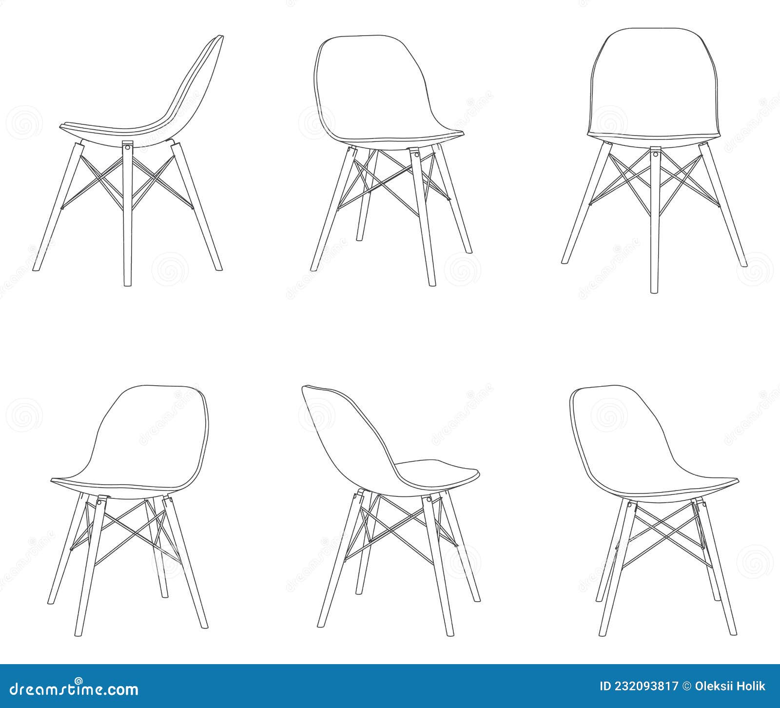 Vector Modern Chair with Different Views Stock Vector Illustration of