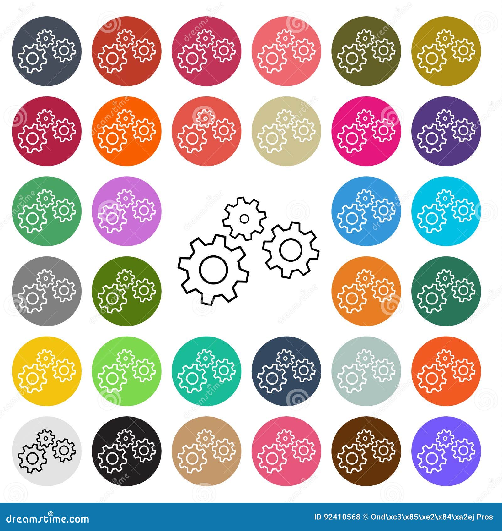  modern gear setting icon set in button