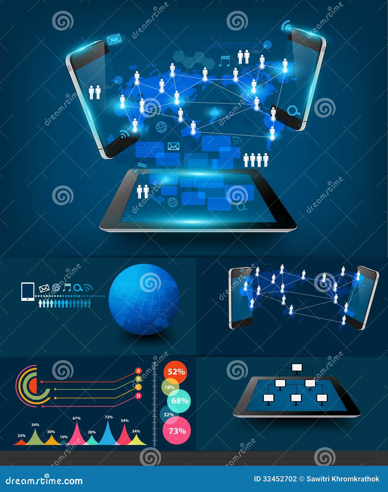 Vector Modern Infographics Business Technology Com Stock ... wireless printer diagram 