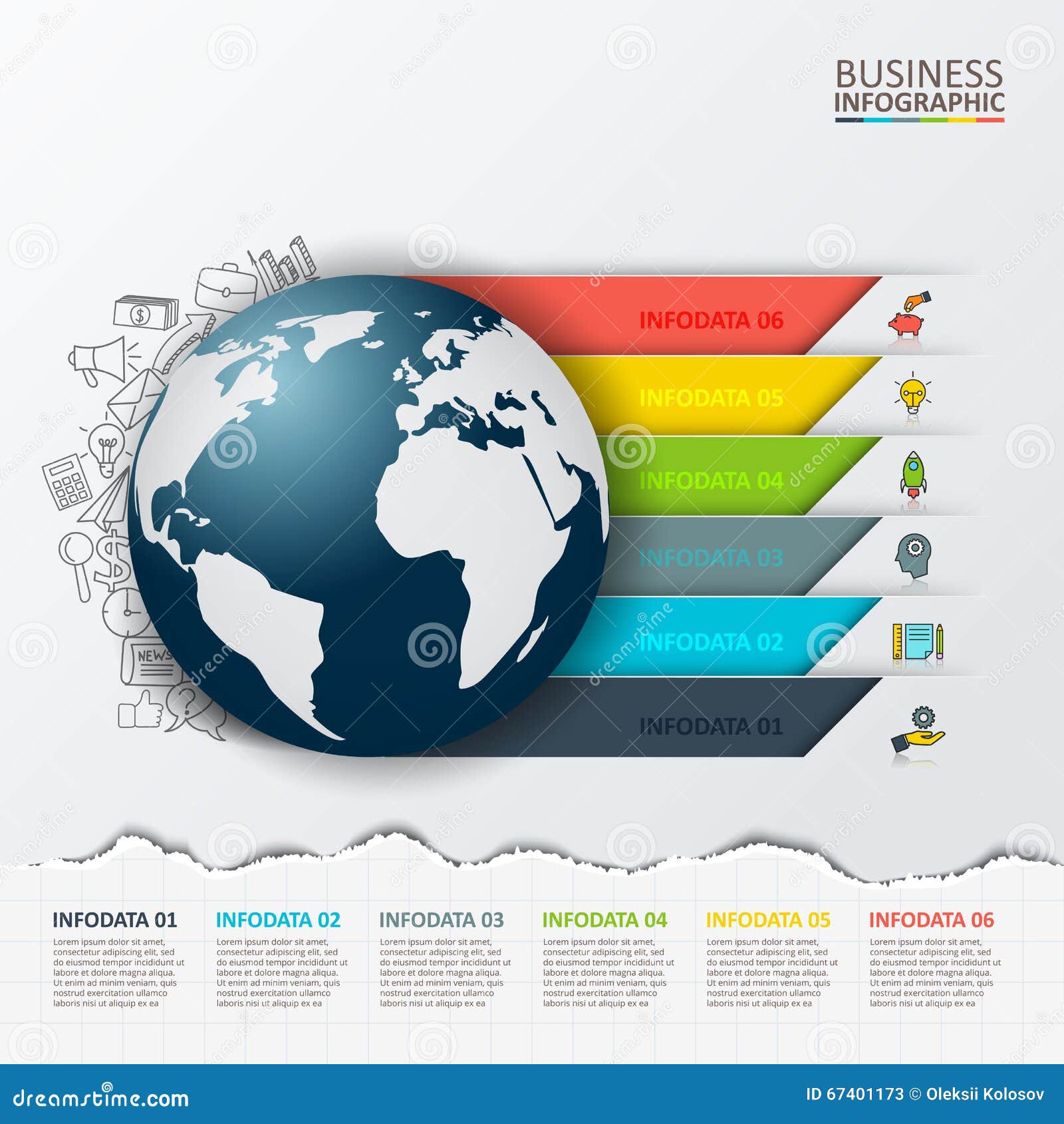 Vector Modern Infographics Global Template. Stock Vector 