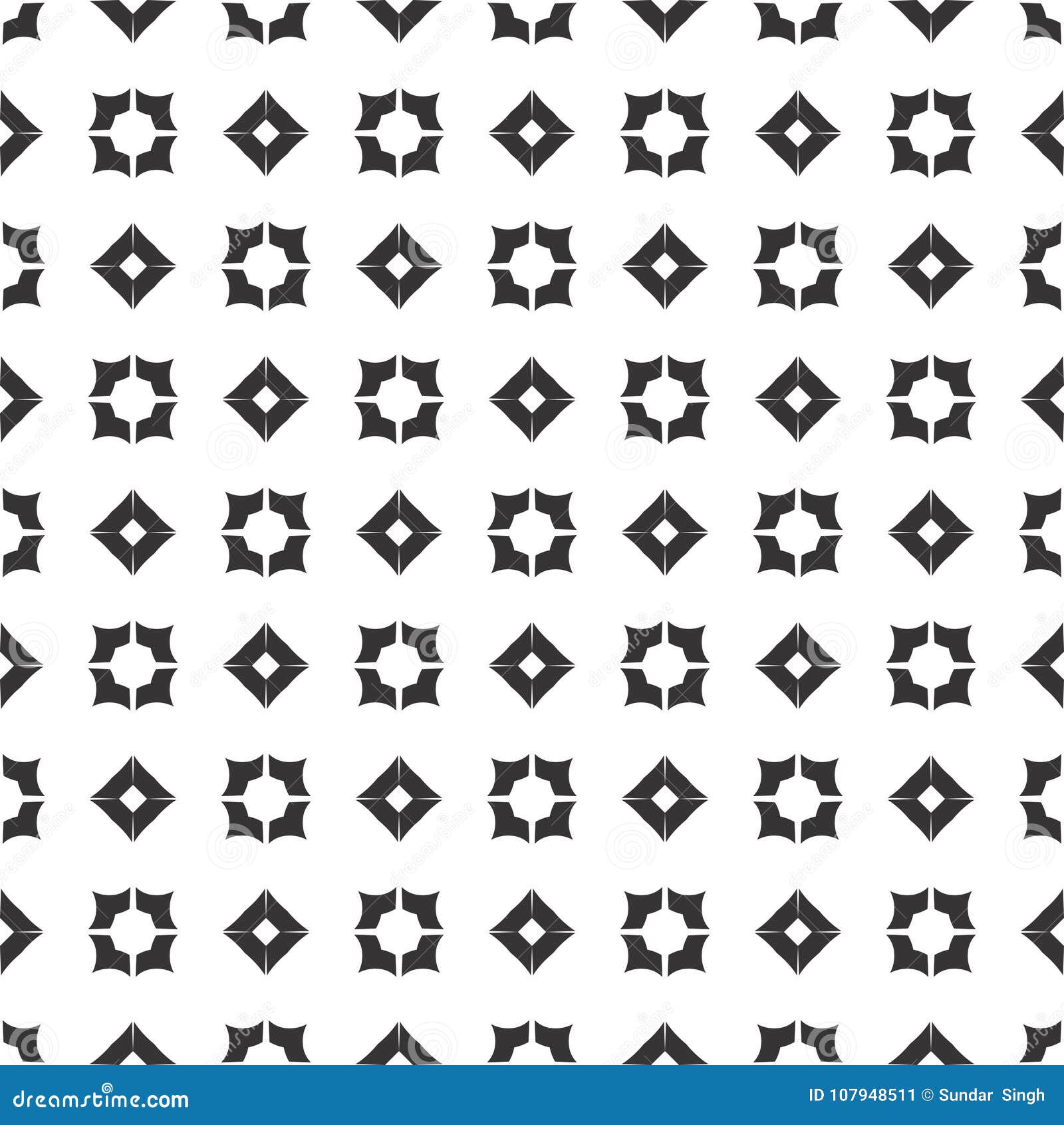 Decorative Seamless Floral Geometric Black & White Pattern Background ...