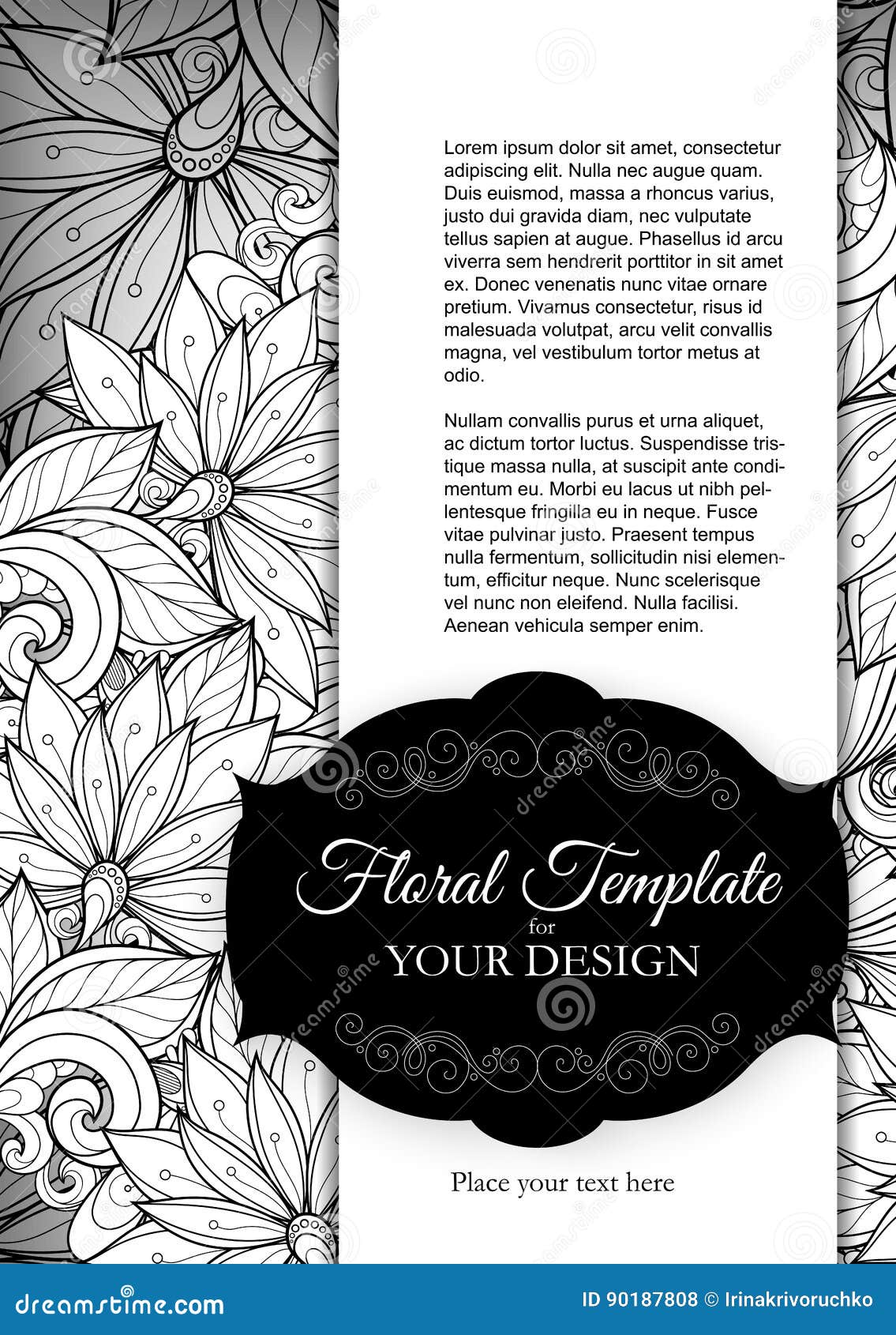  mohochrome floral template with place for text