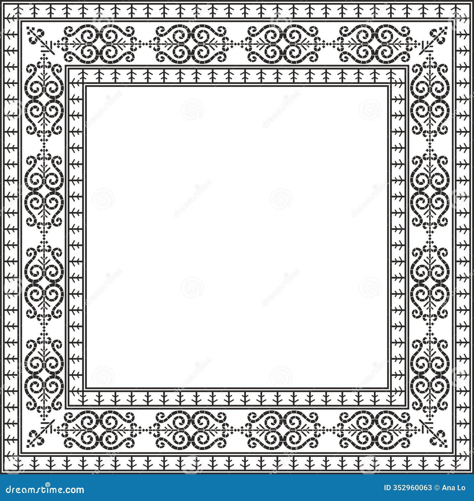  monochrome black square yakut ornament.