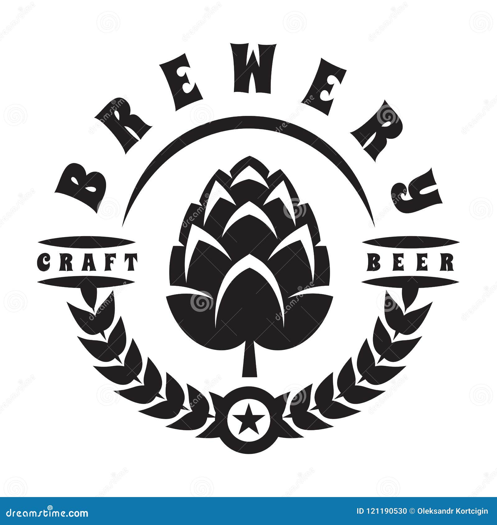Vector Monochrome Illustration with Hops for Beer Stock Vector