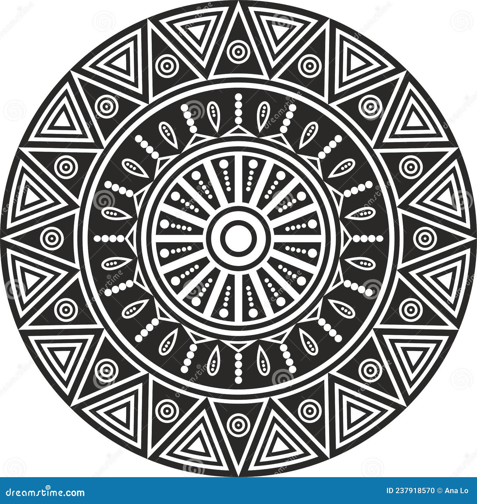 Vector Monochrome Round Native American Ornament Stock Vector ...