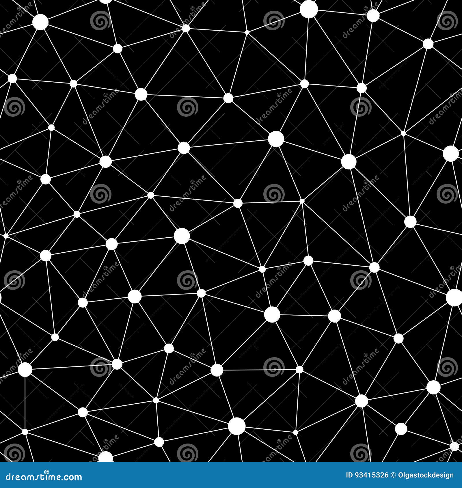 Vector Monochrome Seamless Pattern, White Dots & Triangles Stock Vector ...