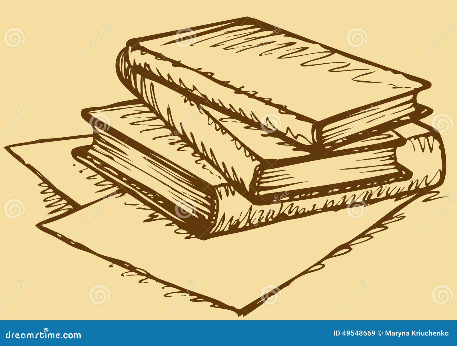 Vector Monochrome Sketch Stack Of Books Stock Vector