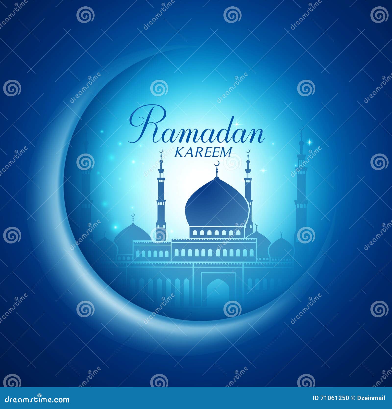 Vector Moon And Mosque Lightning In Dark Background With 