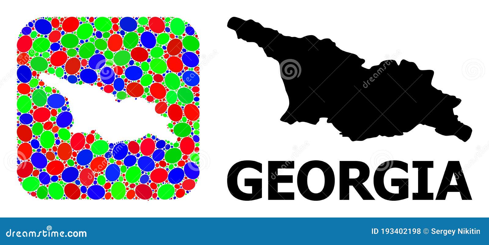 Mosaic Stencil and Solid Map of Georgia Stock Vector - Illustration of flat, oval: 193402198