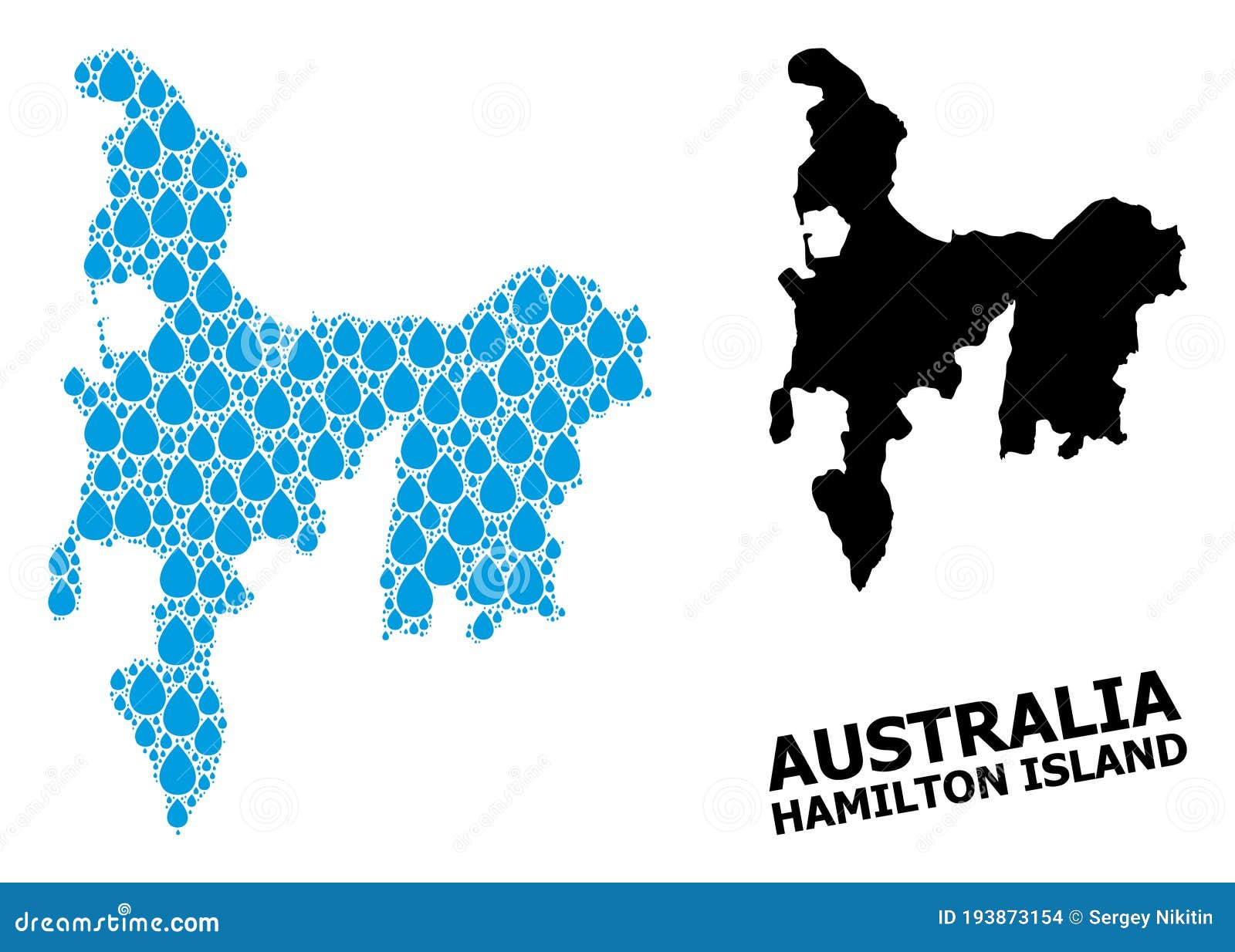 Vector Mosaic Map of Hamilton Island of Water Drops and Solid Map Stock Vector Illustration of