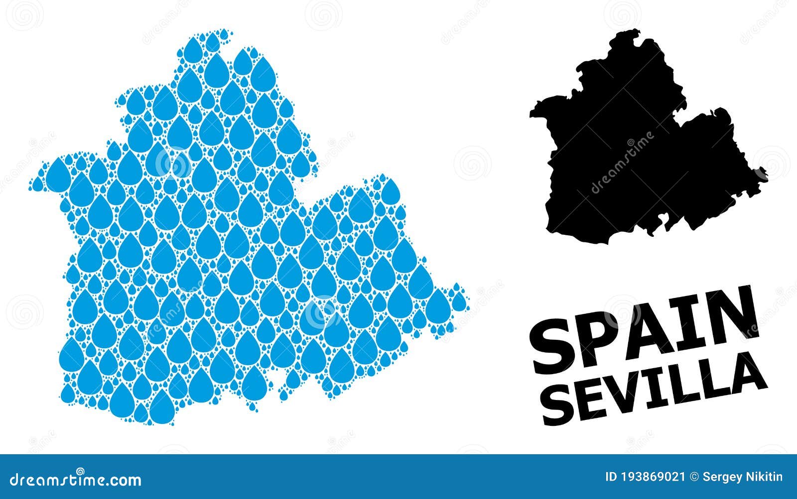 Vector Collage Map Of Sevilla Province Of Liquid Drops And Solid Map