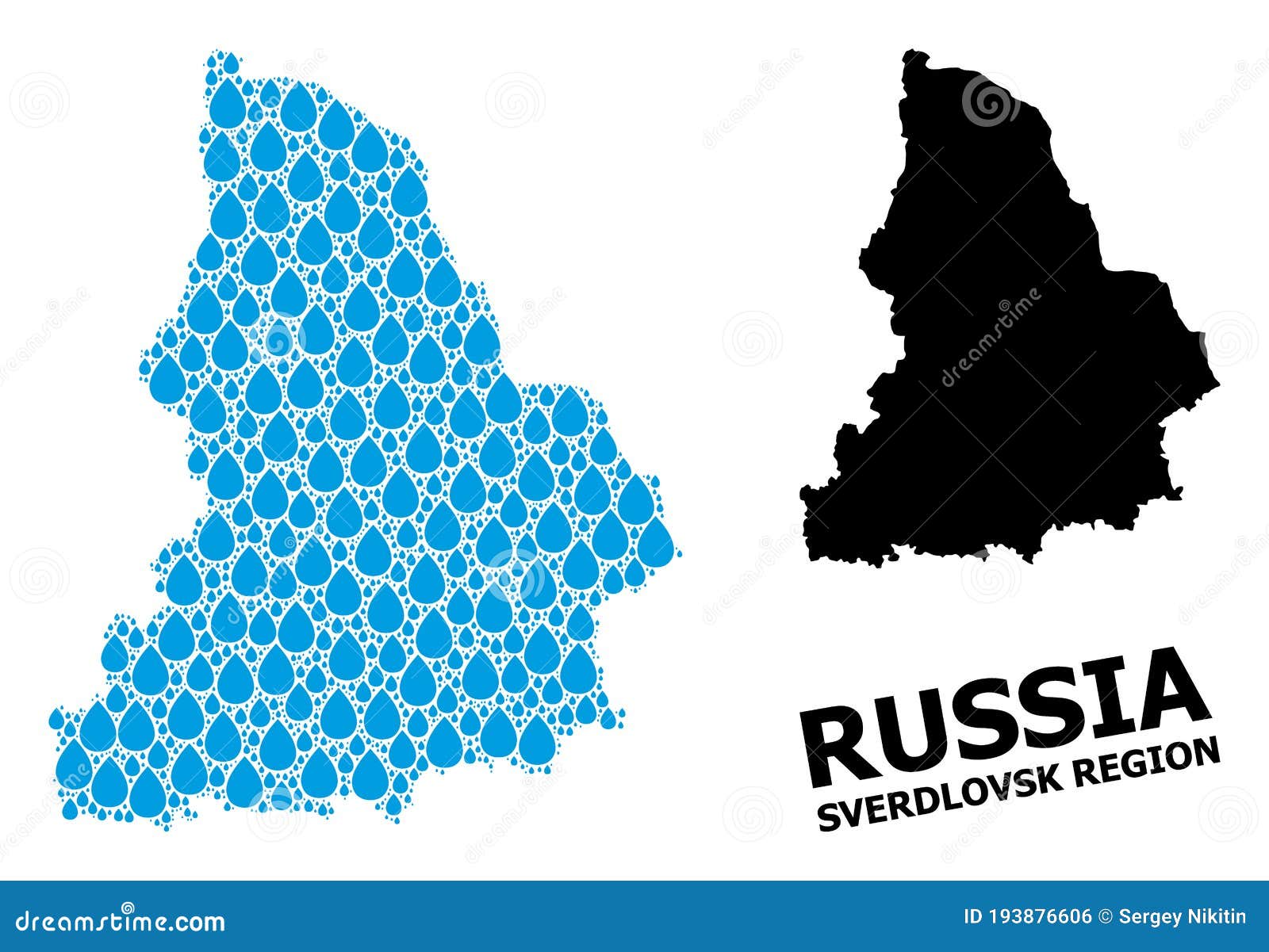 collage map of sverdlovsk region of water drops and solid map