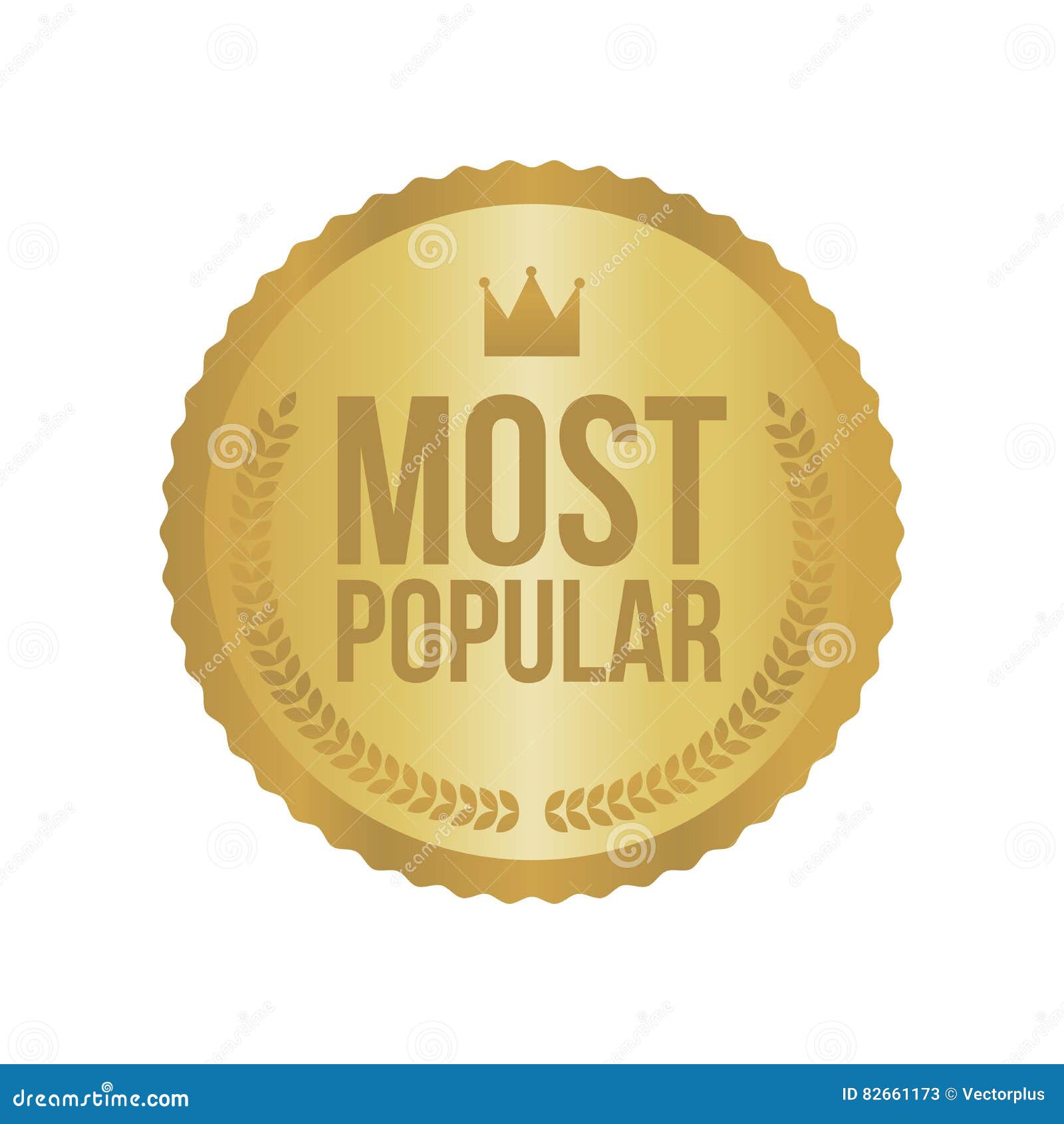 Vector Most Popular Gold Sign, Round Label Stock Illustration