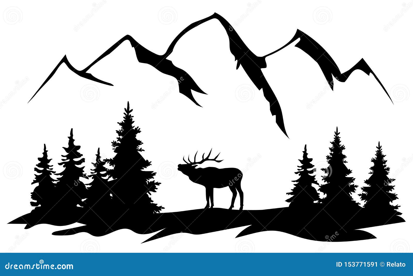  mountain landscape with an elk.