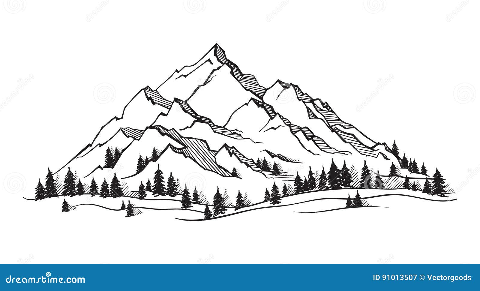 Vector Mountain With Texture Stock Vector Illustration Of Inspiration Graphic