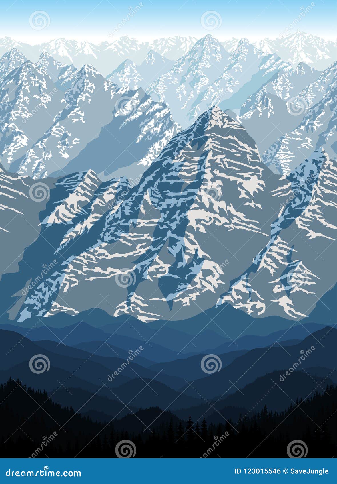 Vector Mountains Forest Background Texture Seamless ...