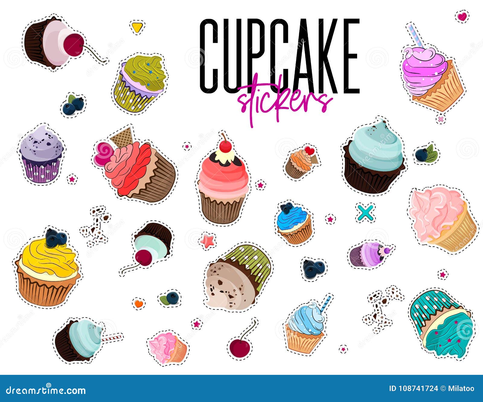 Premium Vector  Christmas cute colorful cupcake sticker with berry
