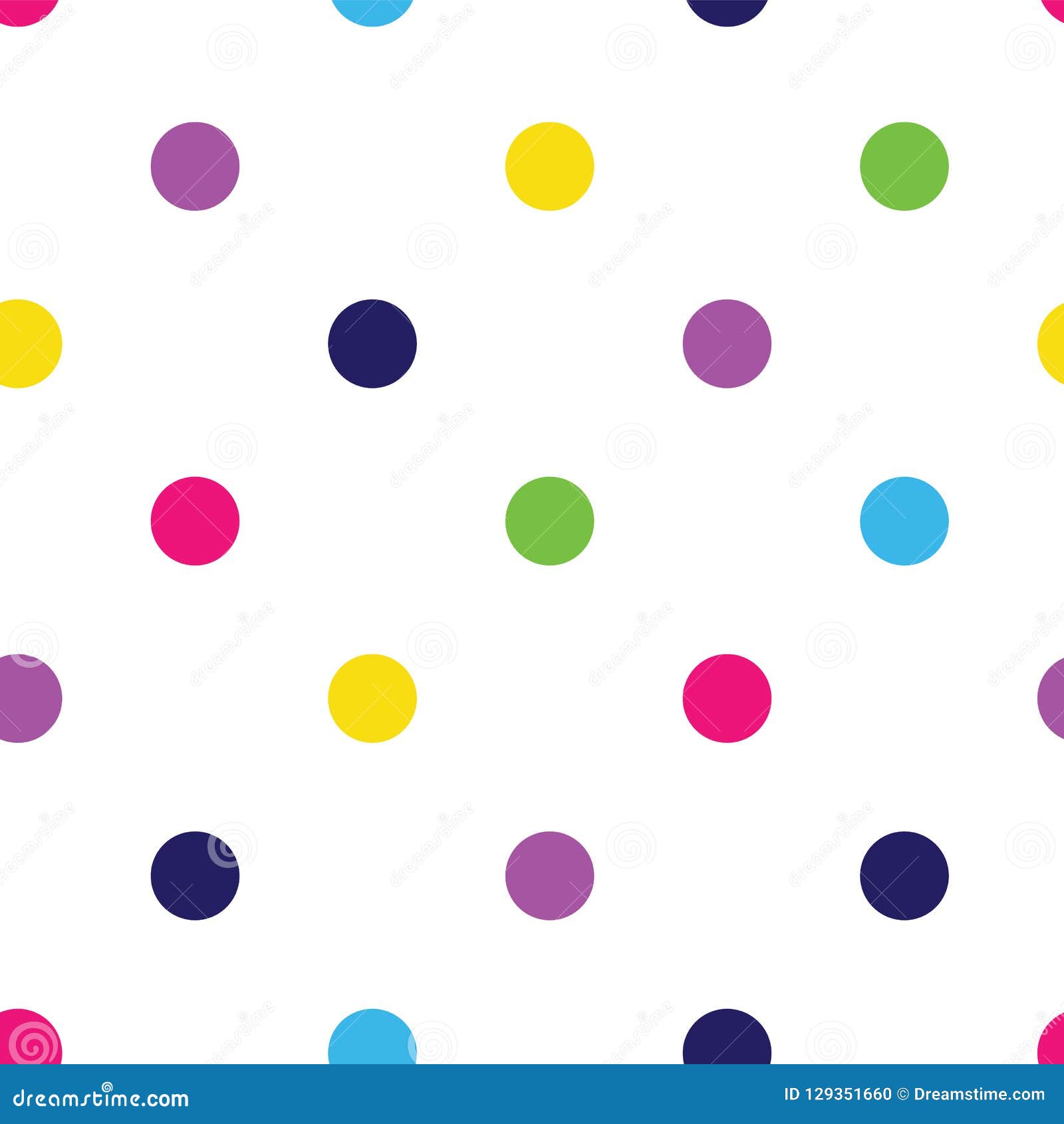 Vector Multi-coloured Polka Dots Seamless Pattern Background. Stock