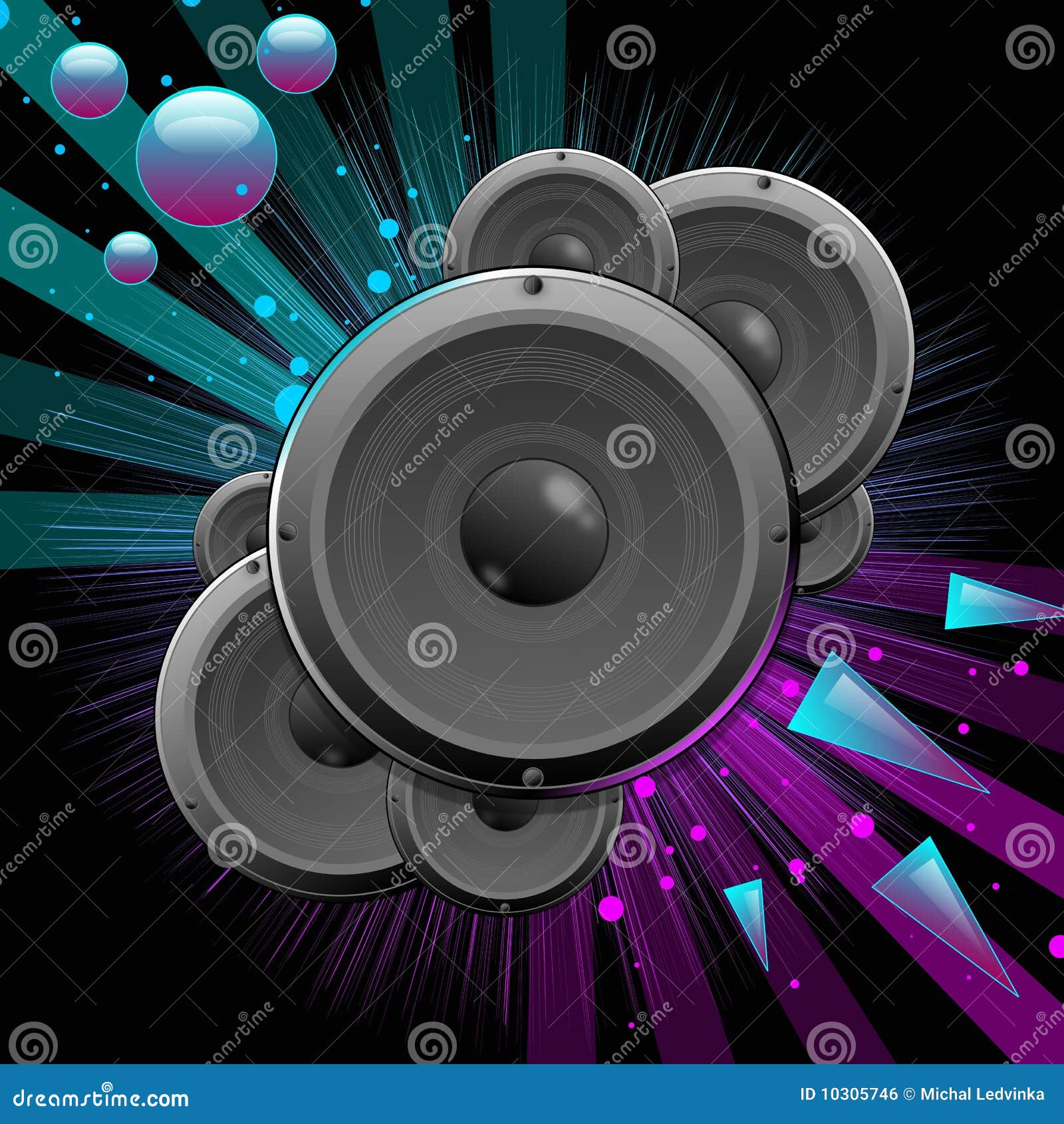  music backgroud with speakers and stars