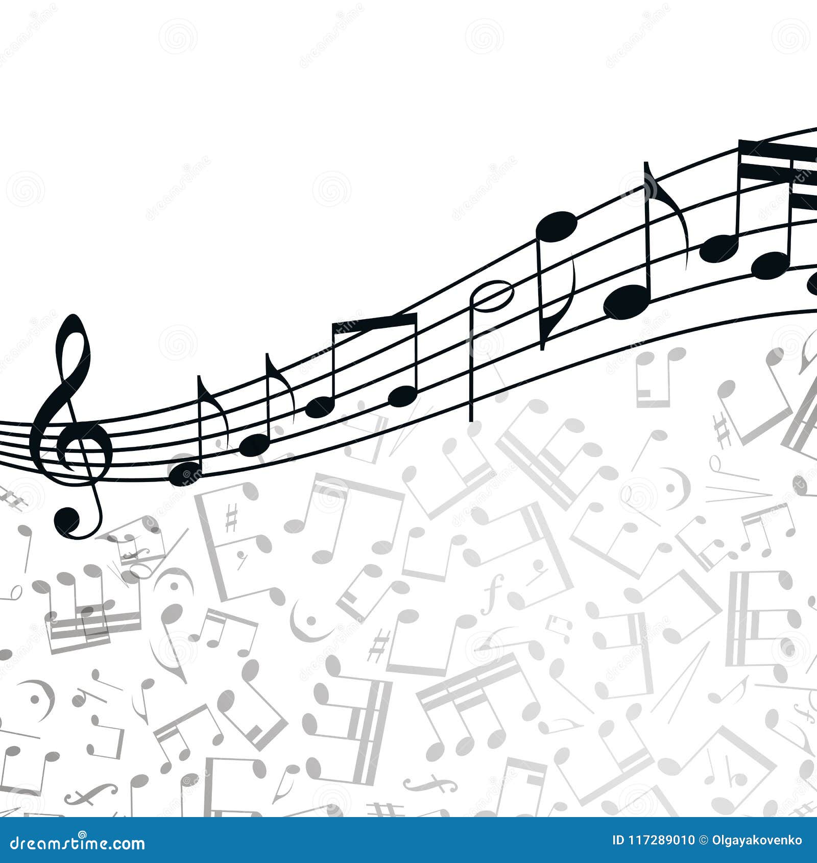 Vector Wave Music Background Melody, Notes, Key. Stock Vector