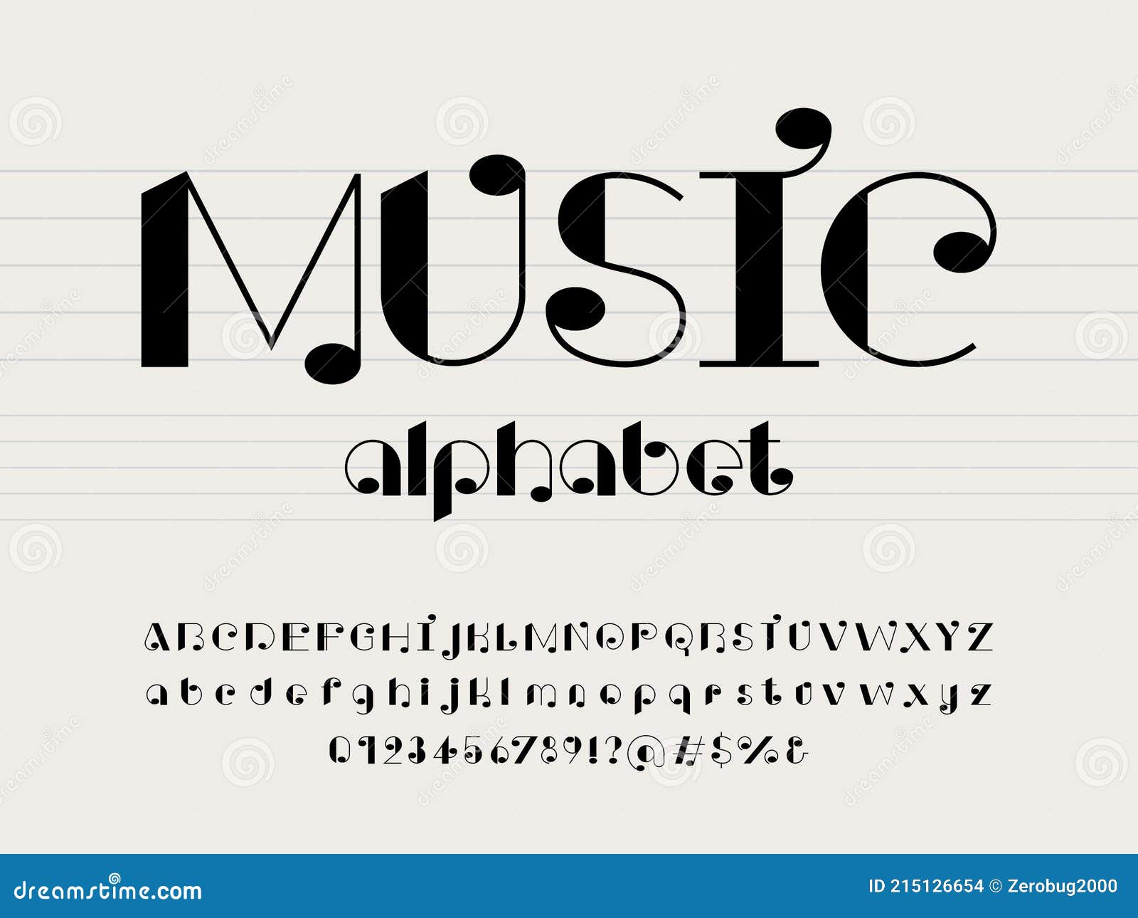 Music font stock vector. Illustration of style, alphabet - 215126654