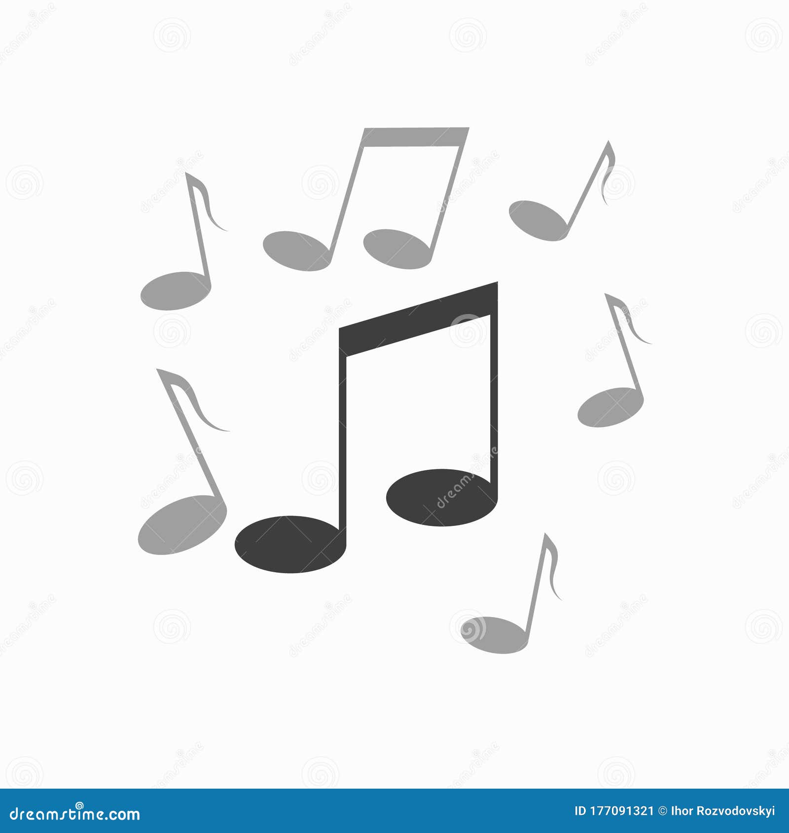 Vector Music Notes on White Isolate Stock Illustration - Illustration