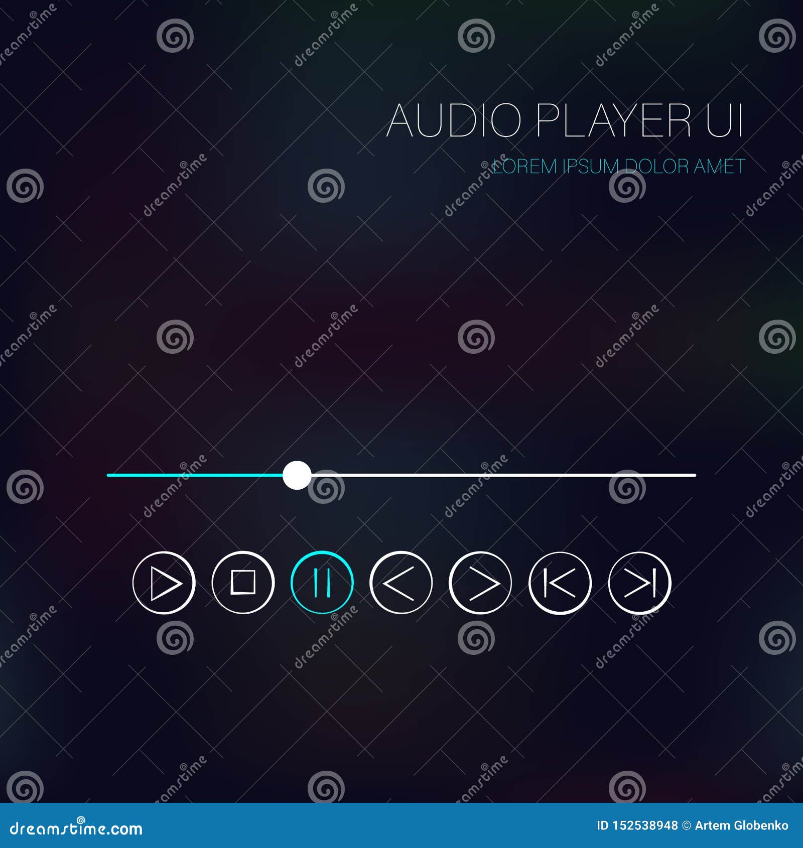 Vector Music Player Interface. Music Controls, Scroll Bar Stock Vector Illustration of