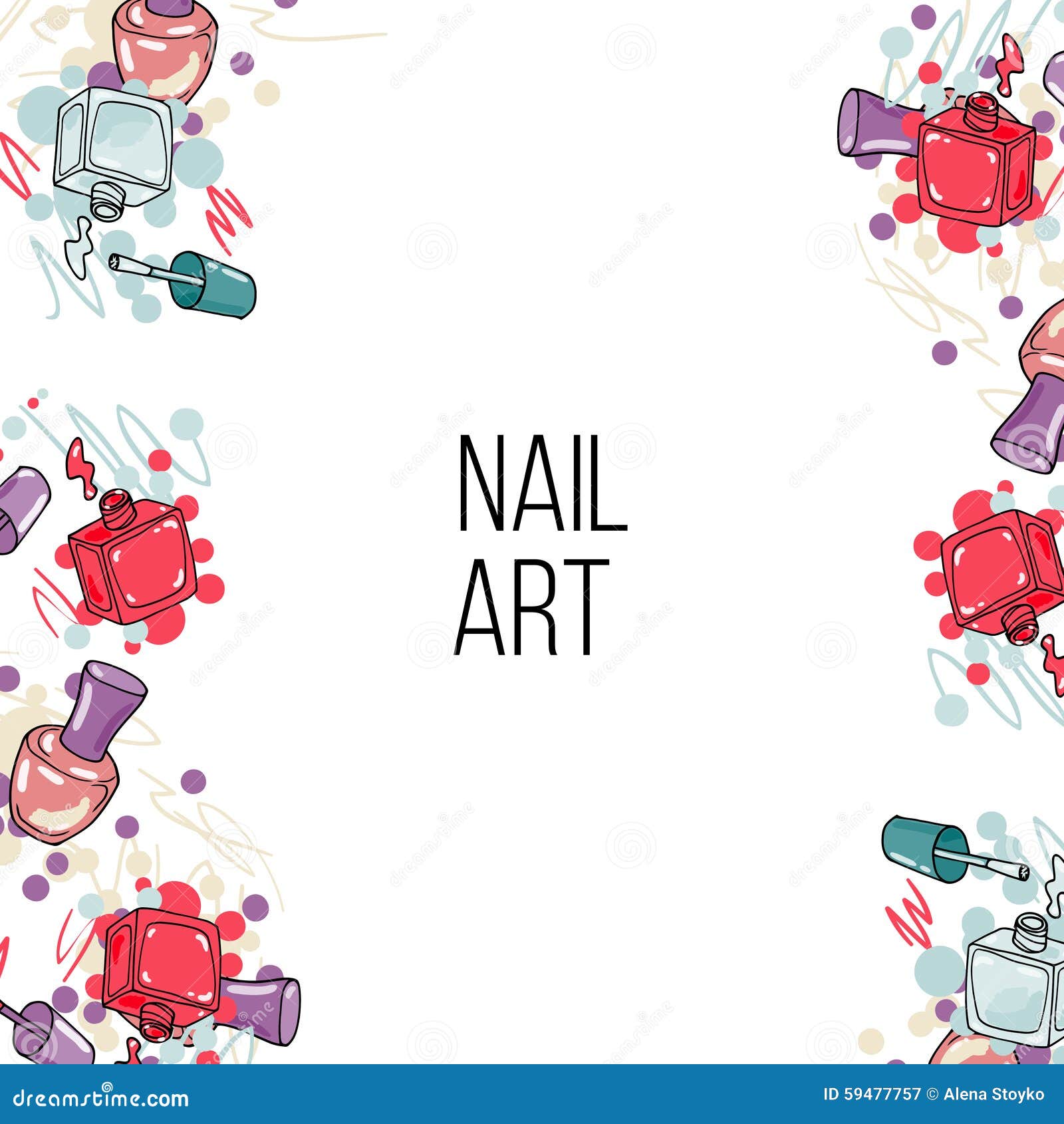 Vector Nail Polish Bottle. Handwritten Lettering About Nails And