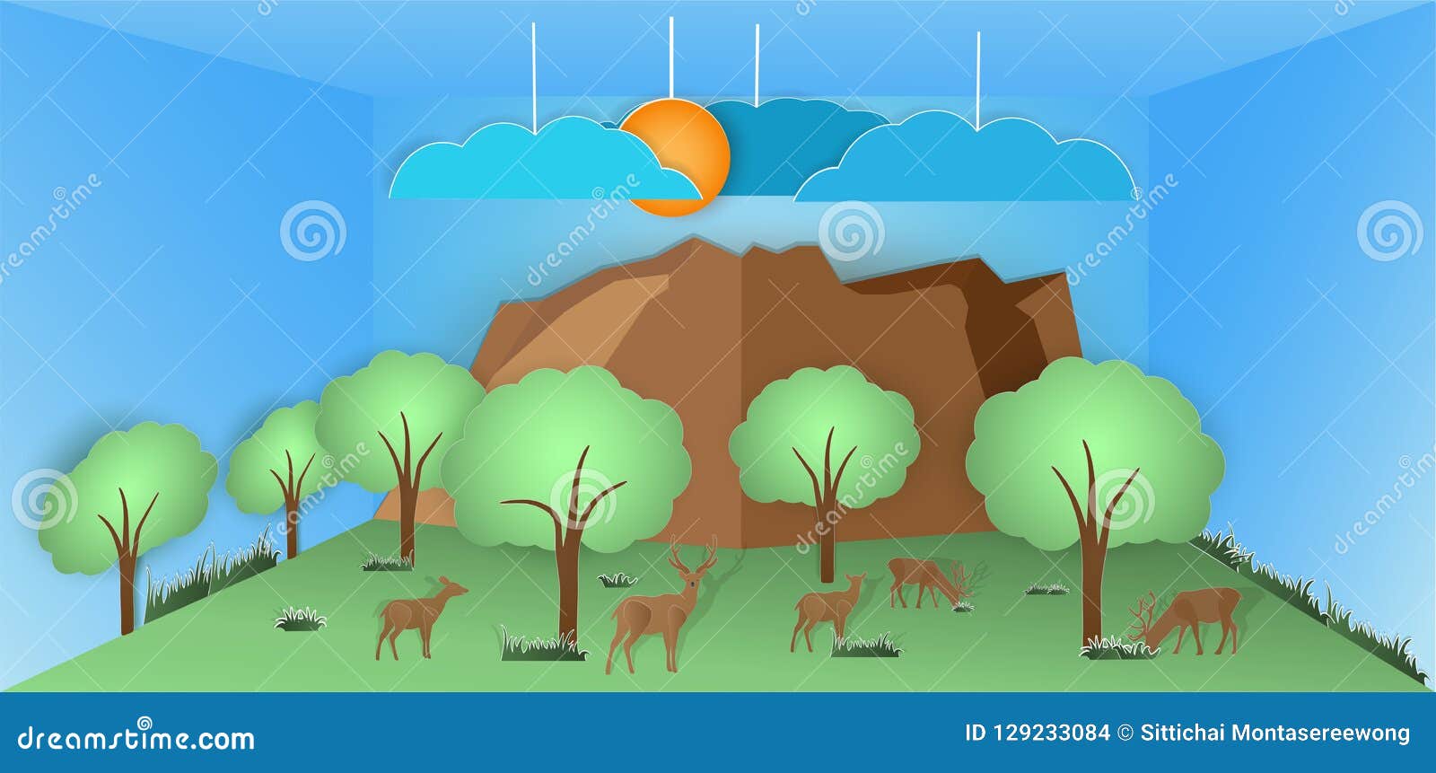 Vector Nature and Forest, Where the Deer and Wild Animals Live. Stock  Vector - Illustration of background, deer: 129233084
