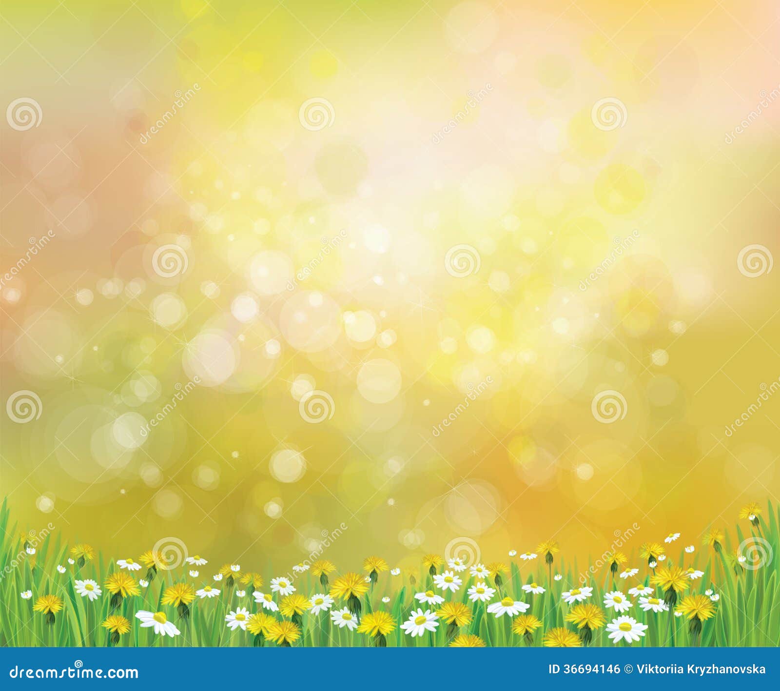 Vector Nature Spring Background With Chamomiles An Stock Vector
