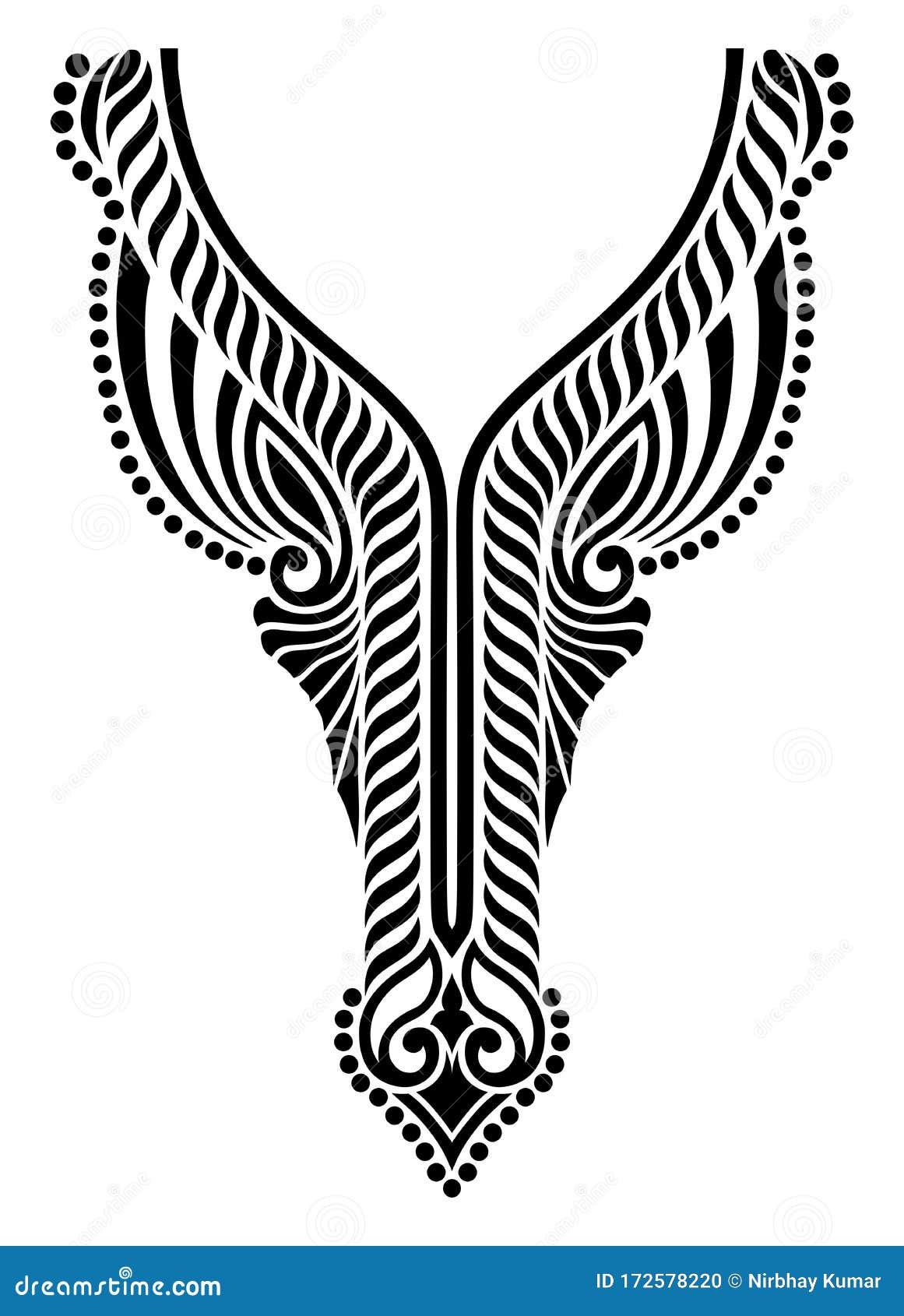 Vector Neck Line Baroque Embroidery Design for Blouses Stock Vector ...