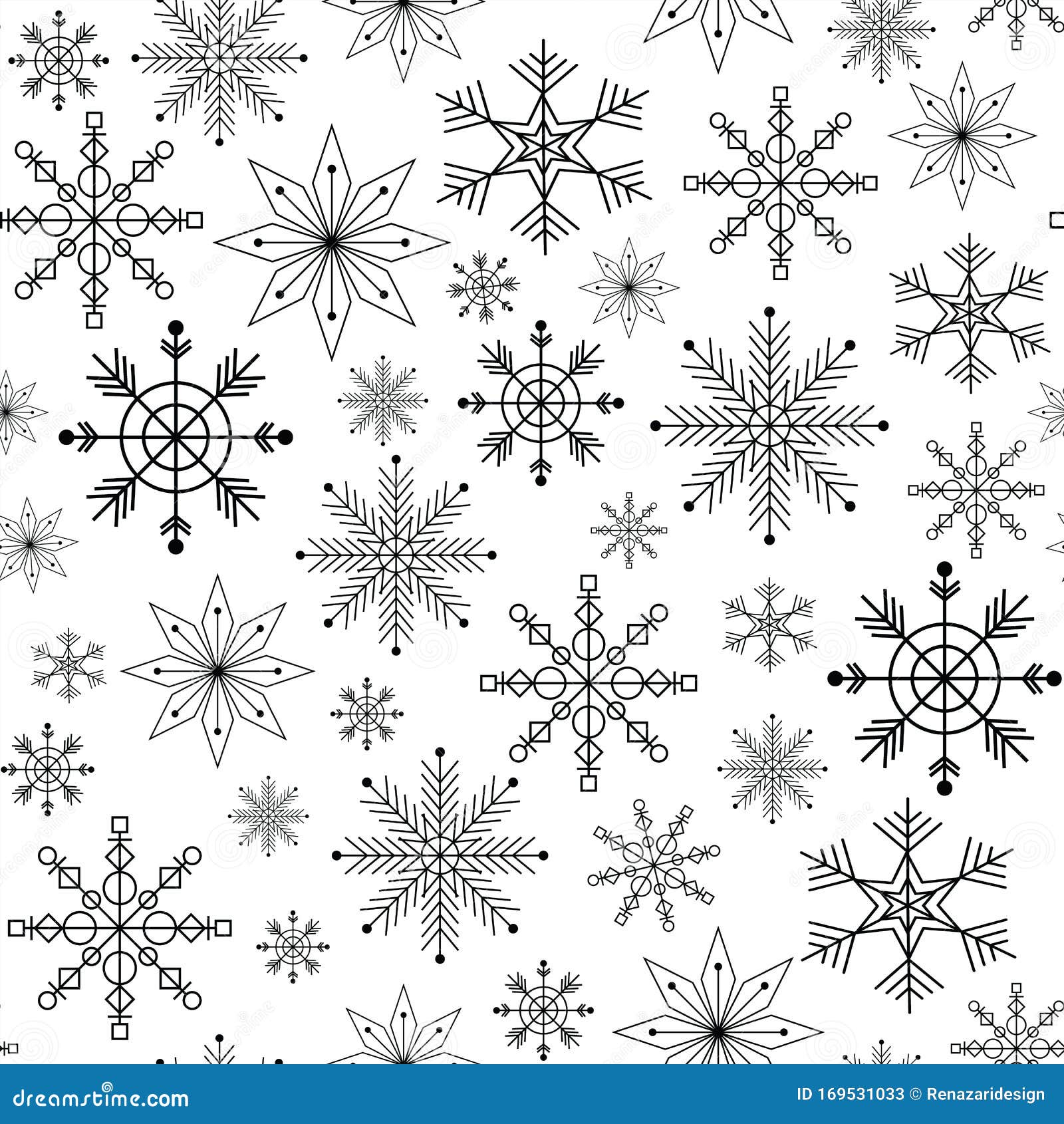 Vector Negro Y Blanco Copos De Nieve De Invierno Sin Inconvenientes  Ilustración del Vector - Ilustración de textura, navidad: 169531033