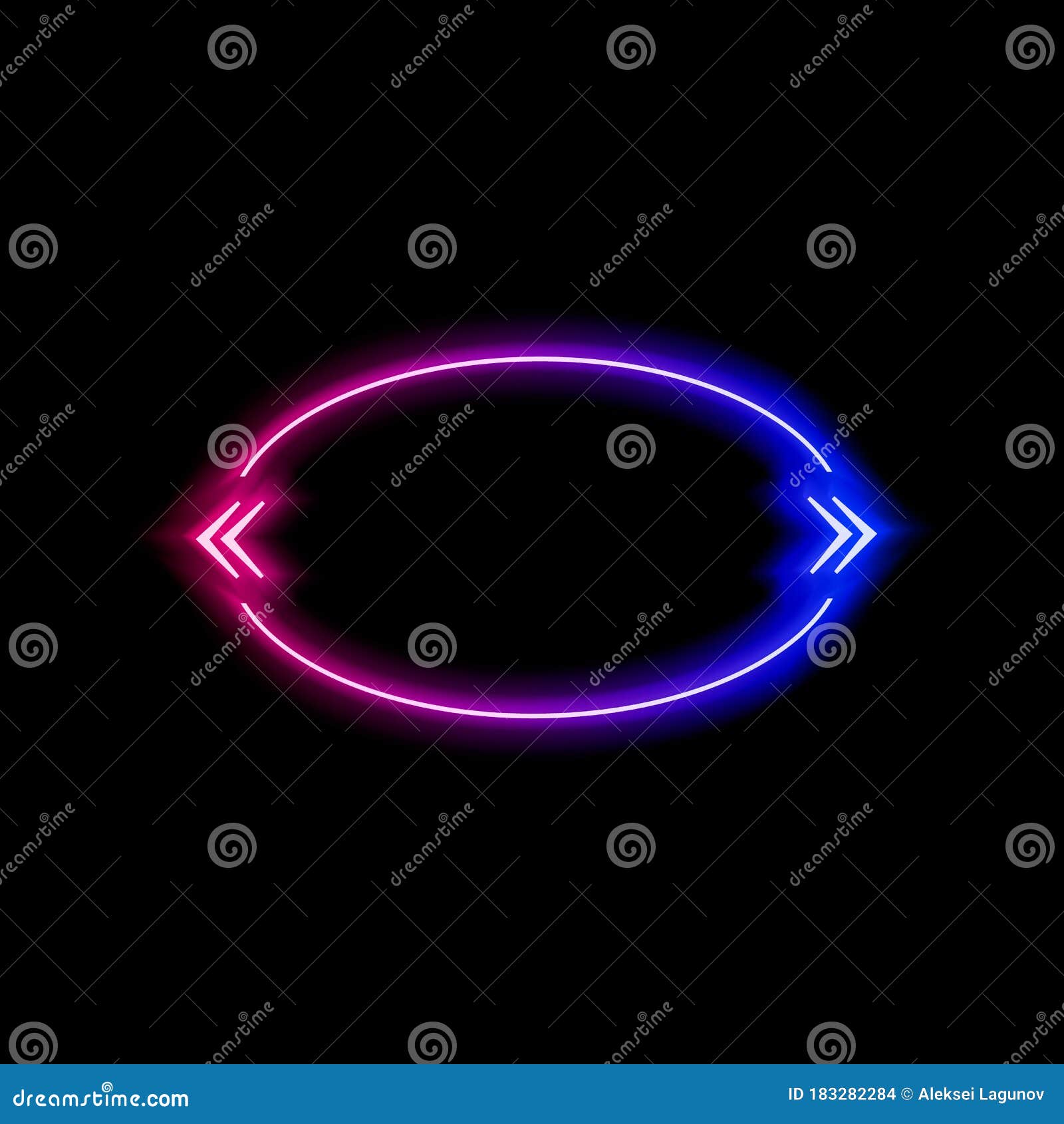  neon gradient blue and pink colorful quote frame  on black background, glowing bubble template, ellipse .