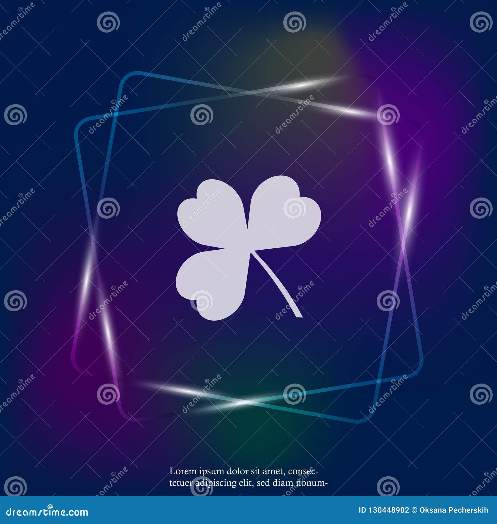  neon light icon three-leafed clover. layers grouped for