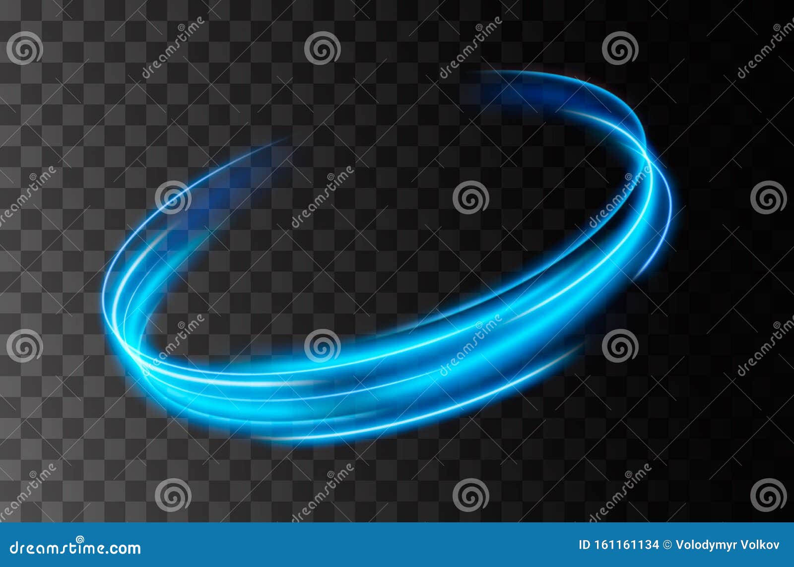Vector Neon Light Line Circle in Motion. Glowing Blue Ring Trace