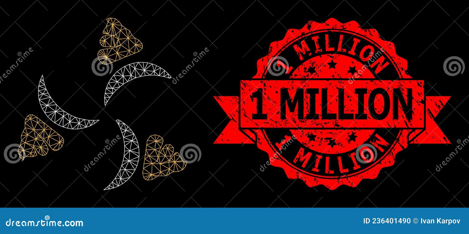 triangulated net mesh shit fan picture and rubber 1 million stamp seal